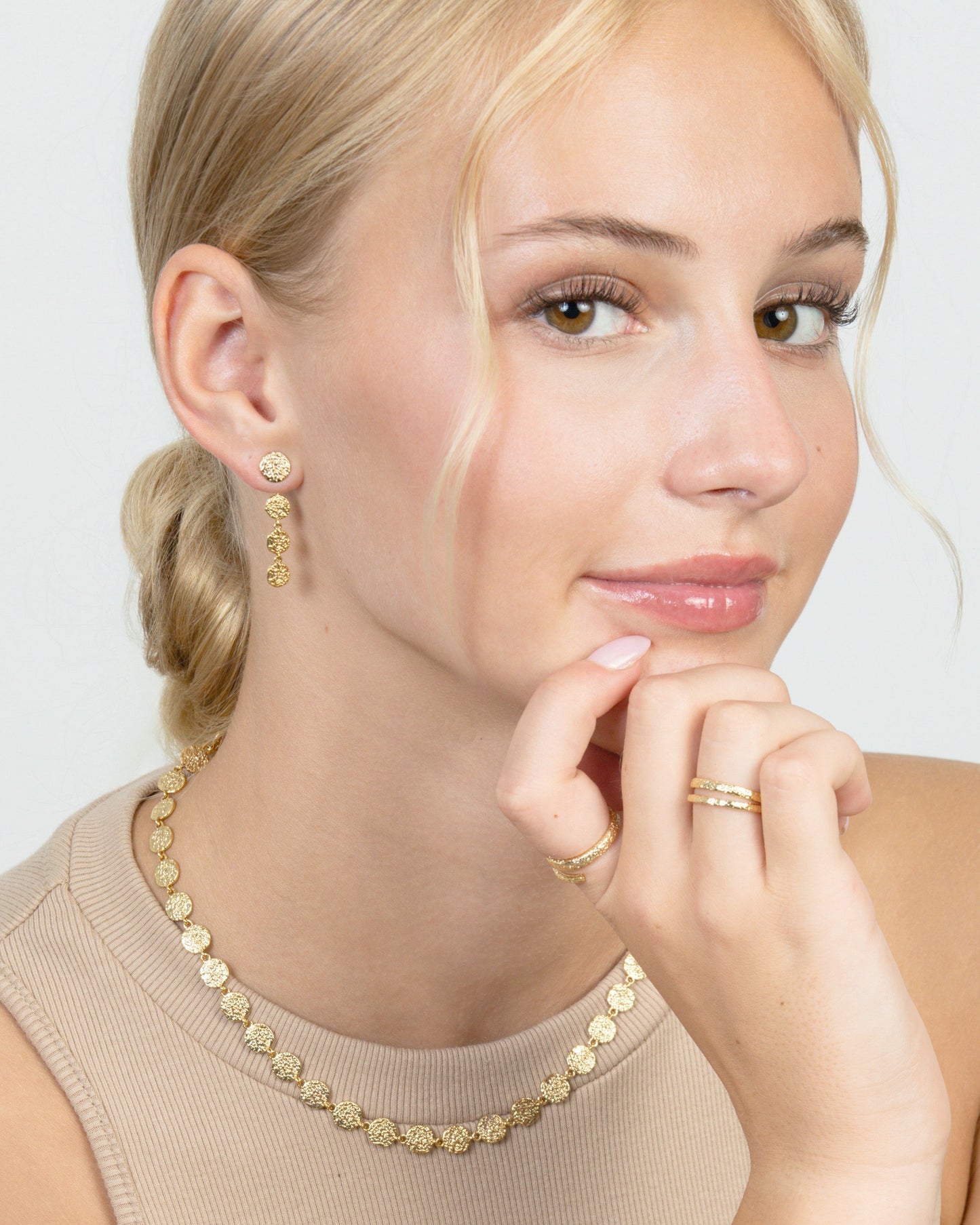 SOFT EROSION DISC LINK JACKET EARRINGS