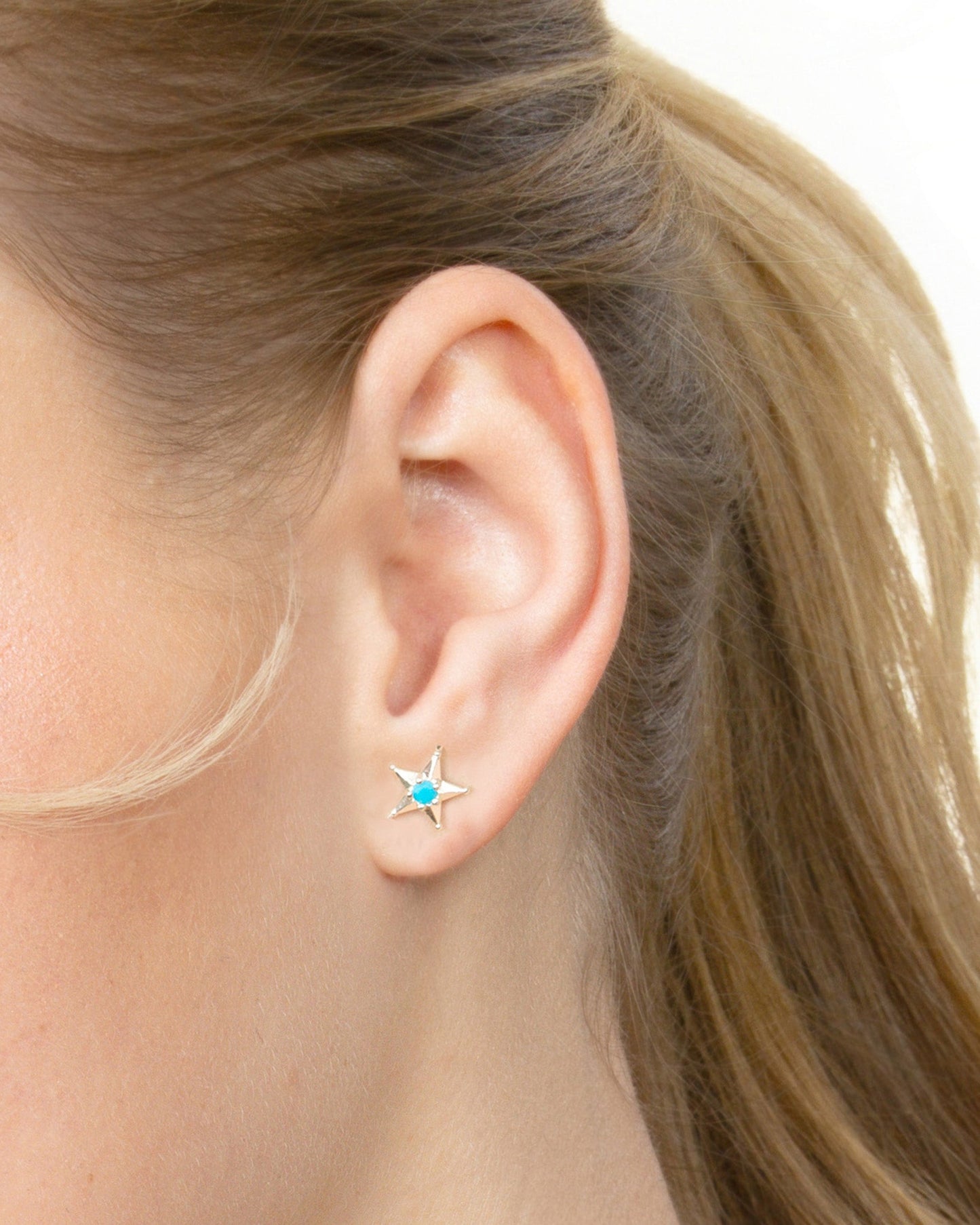TURQUOISE STAR STUD EARRINGS