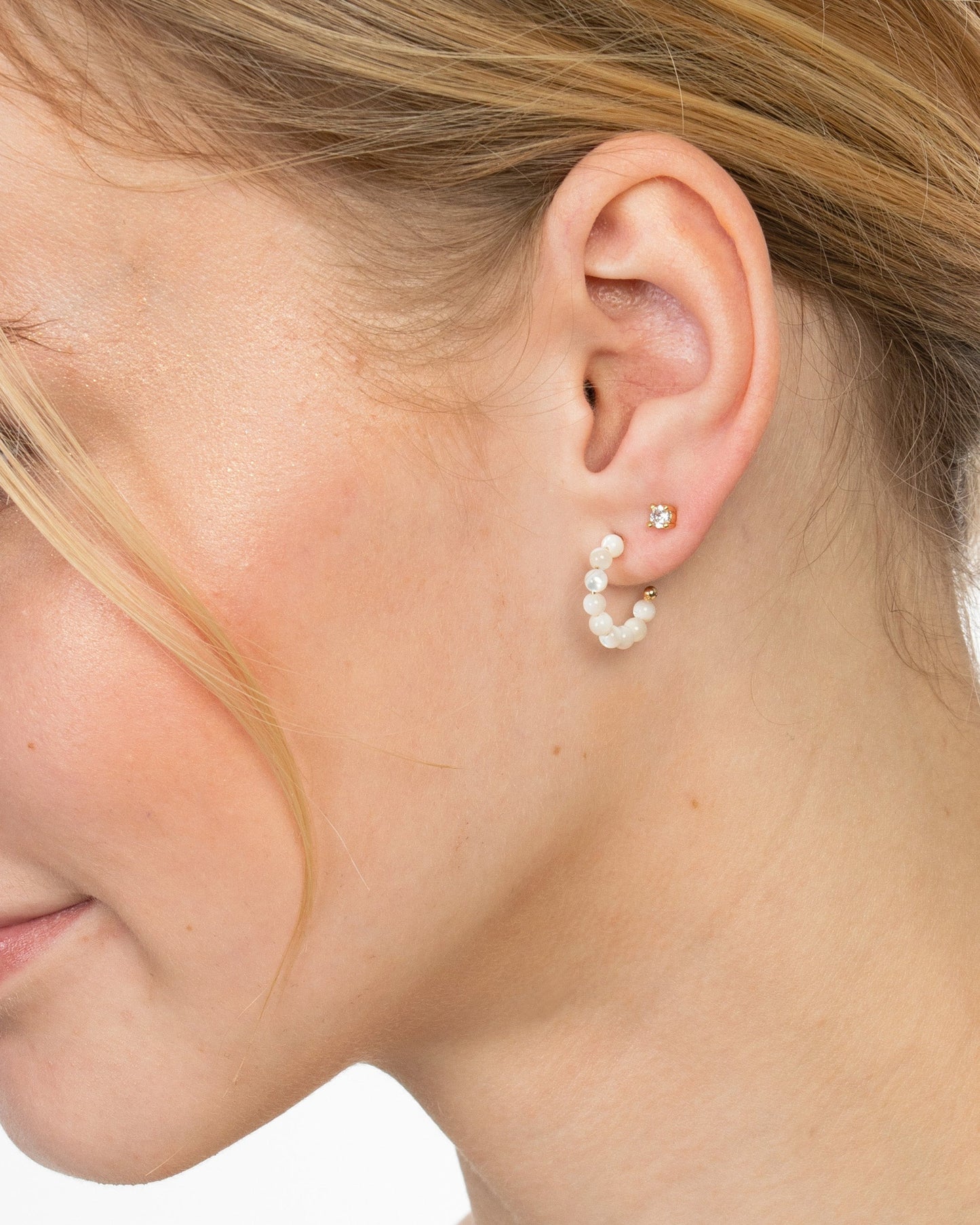 MOP BEADED HOOP EARRINGS SET