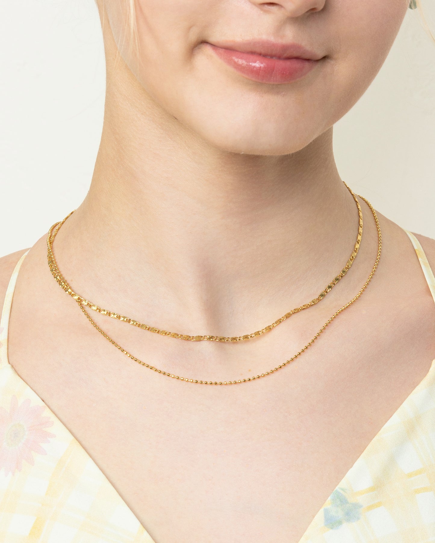 SUNBURST & BALL CHAIN LAYERED NECKLACE