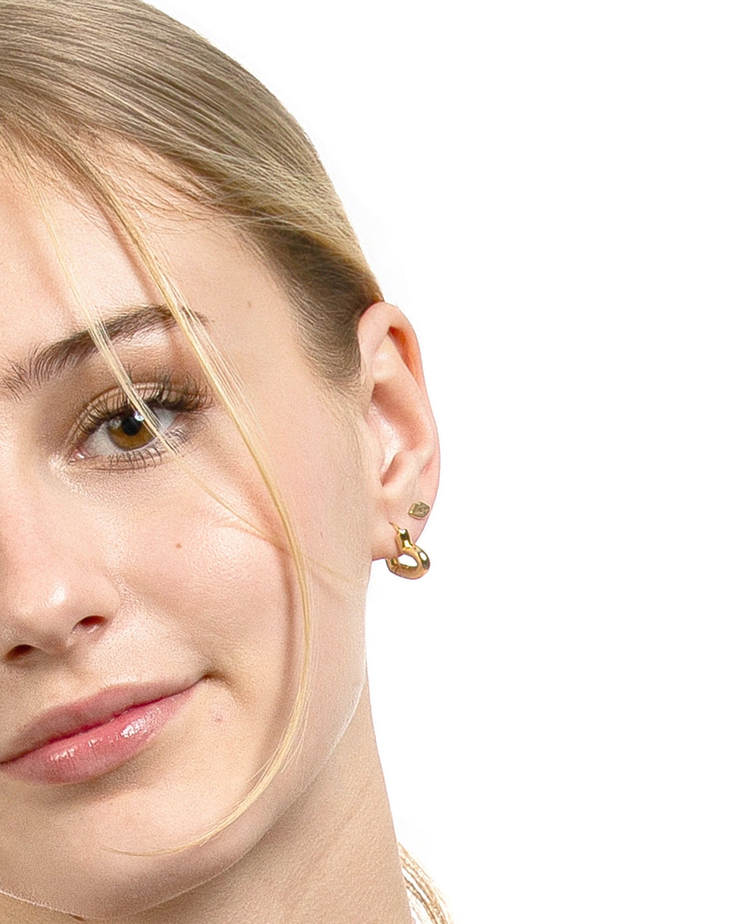 OPEN HEART HUGGIE EARRINGS