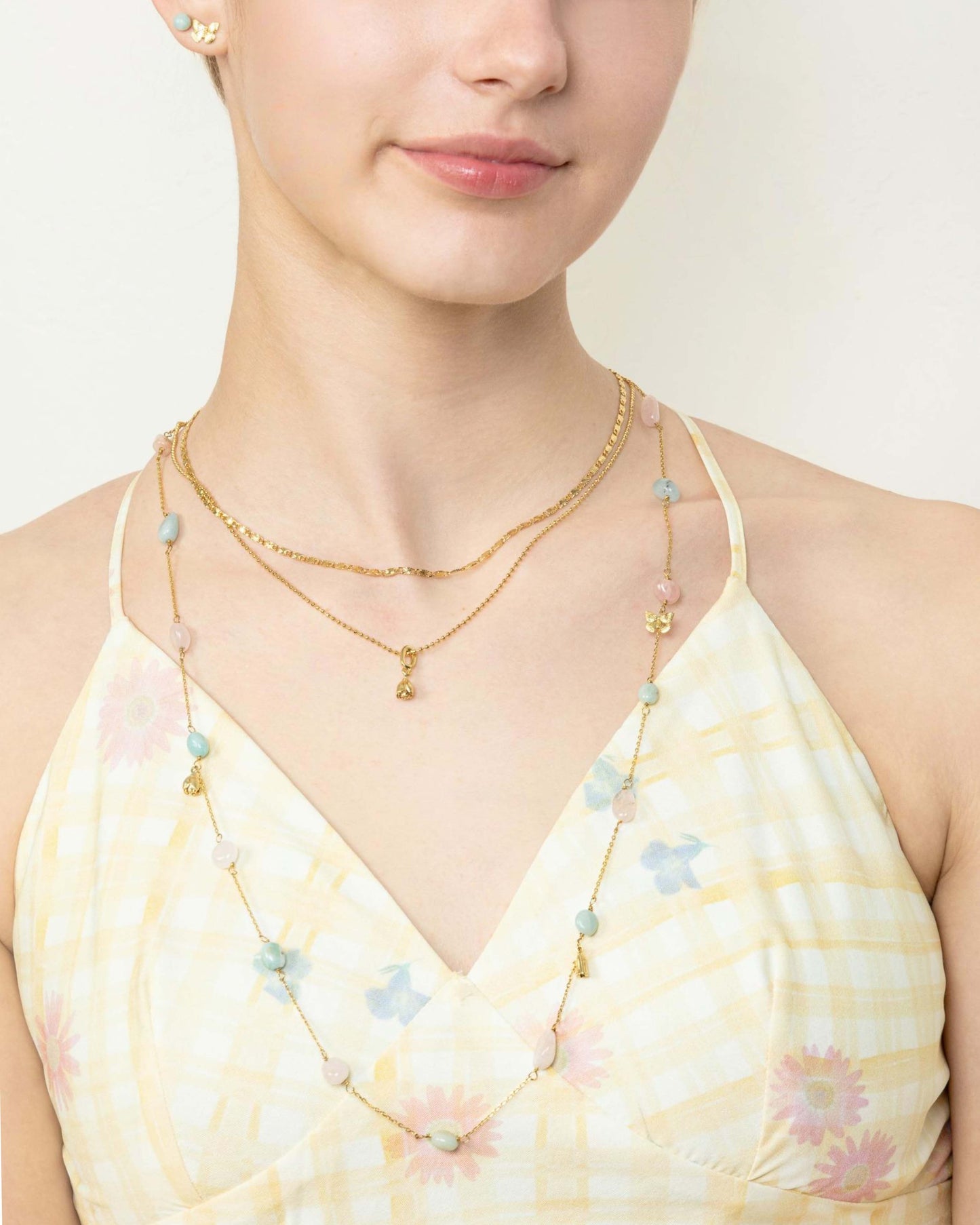 SUNBURST & BALL CHAIN LAYERED NECKLACE