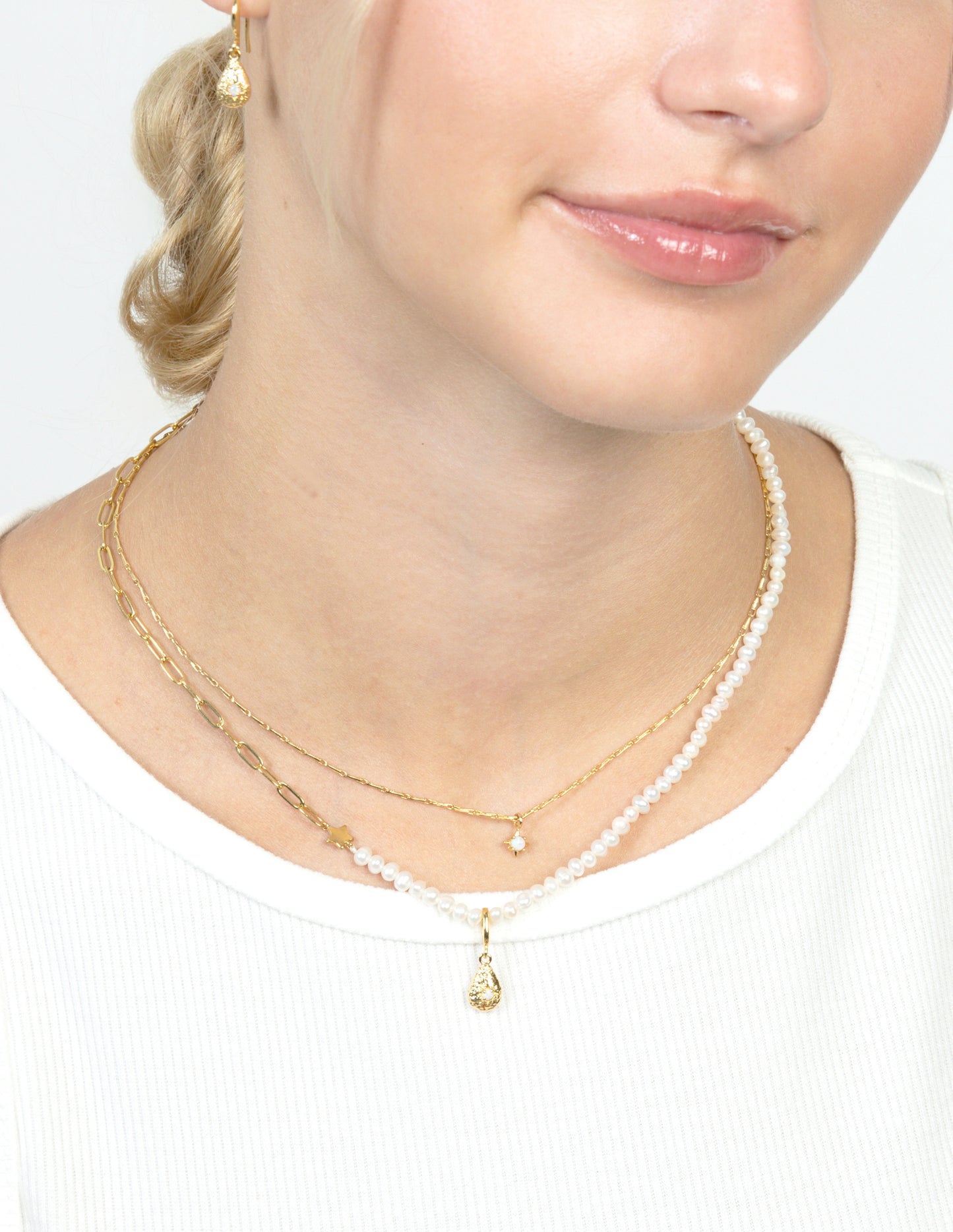 PEARL & PAPERCLIP CHAIN NECKLACE