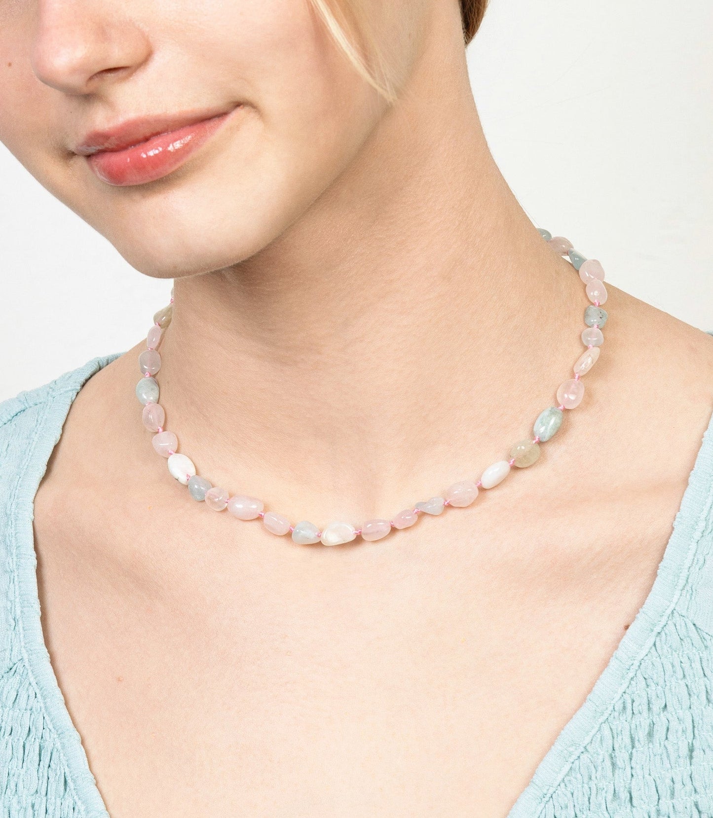 PASTEL MORGANITE HAND-KNOTTED NECKLACE