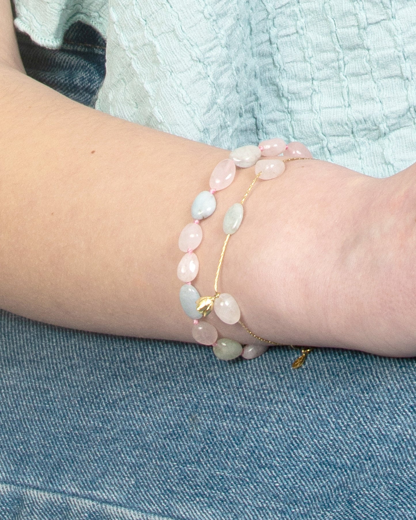 PASTEL MORGANITE HAND-KNOTTED BRACELET