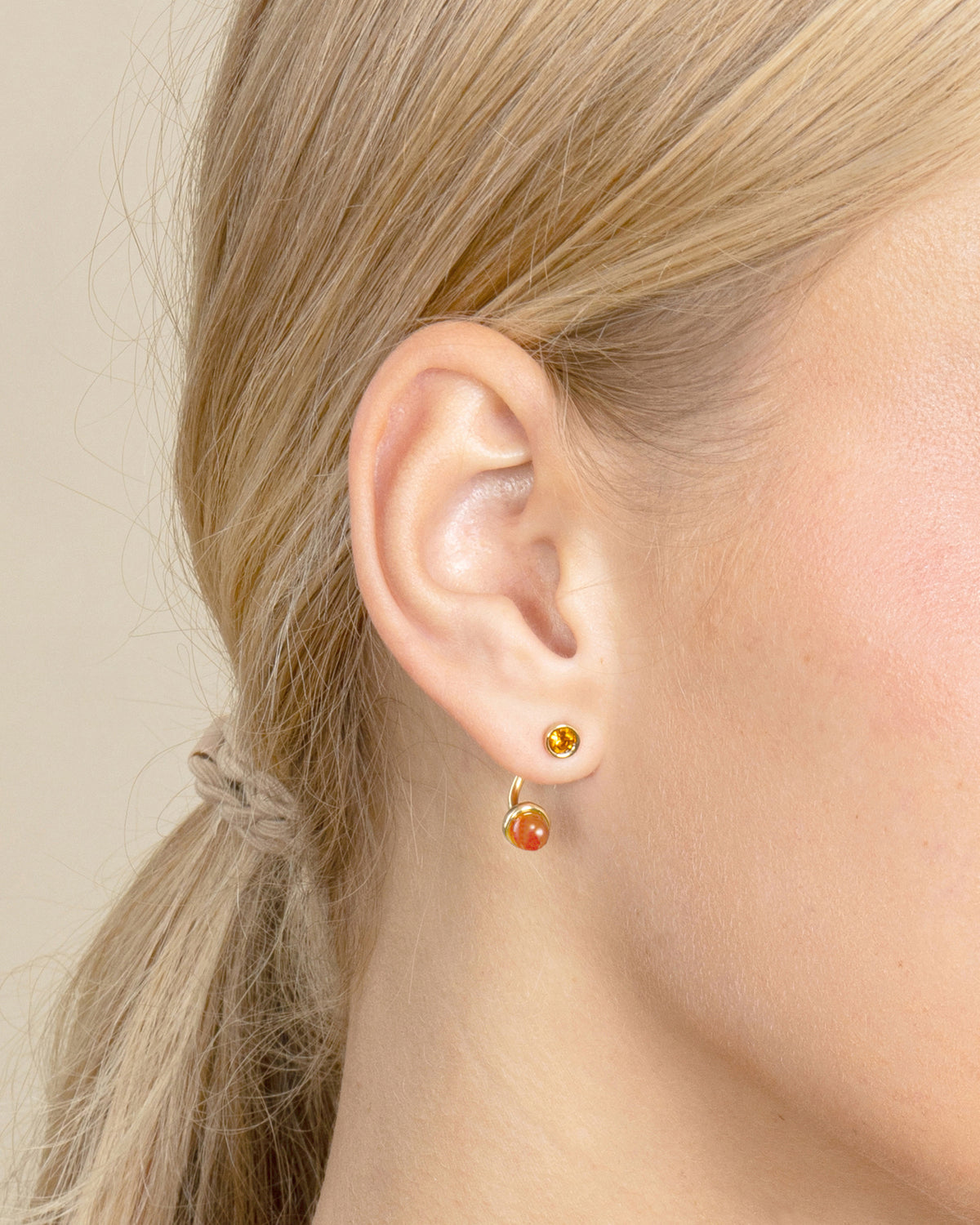GEMSTONE JACKET EARRINGS-Red Agate