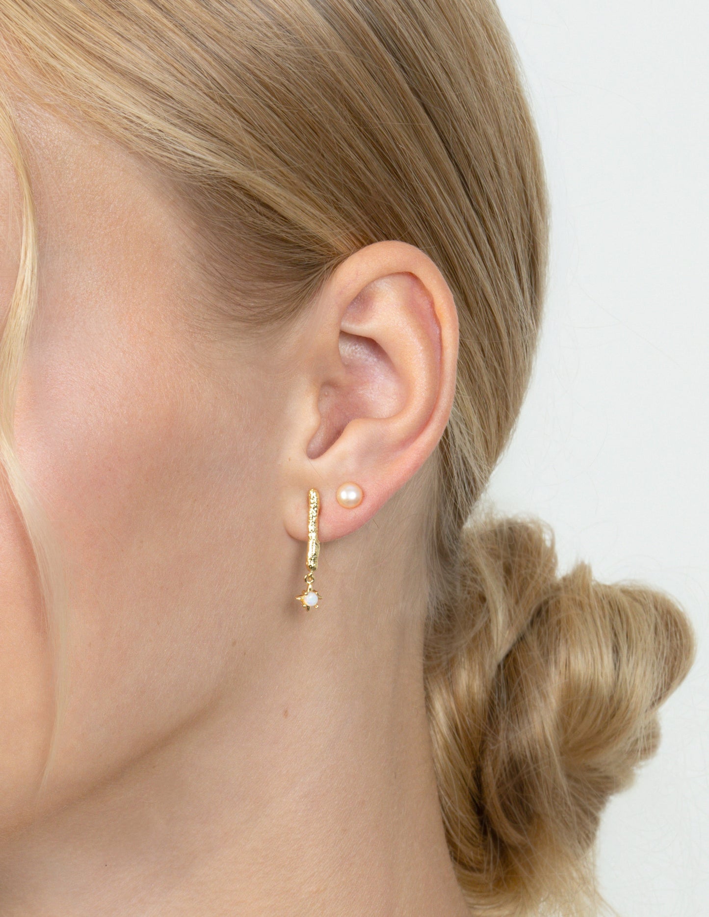TINY STAR WHITE OPAL DROP EARRINGS