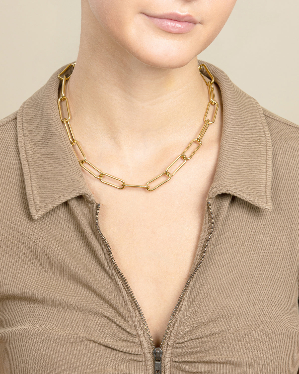 BOLD PAPERCLIP CHAIN NECKLACE-Gold