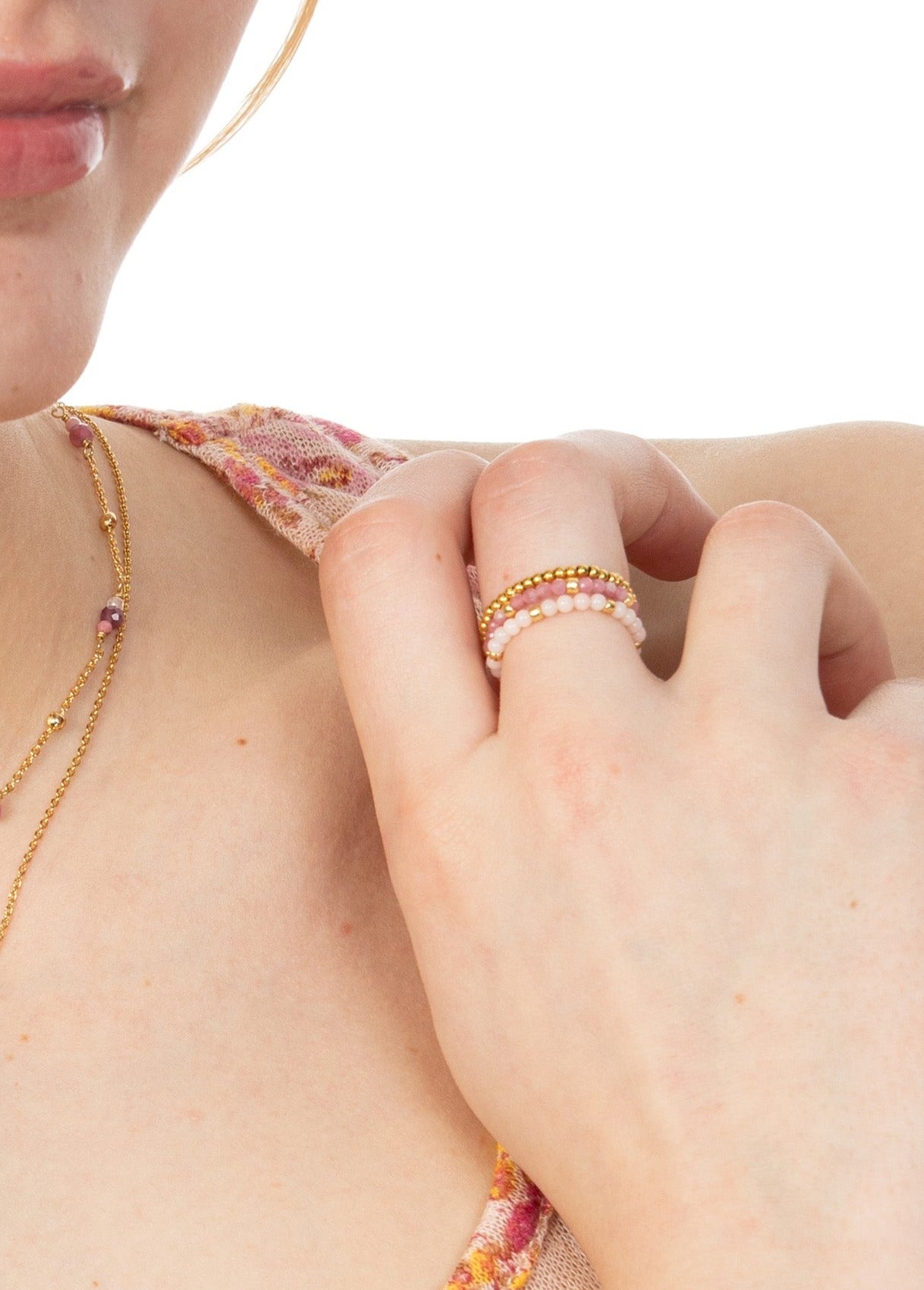 PINK GEMSTONE STRETCH RINGS
