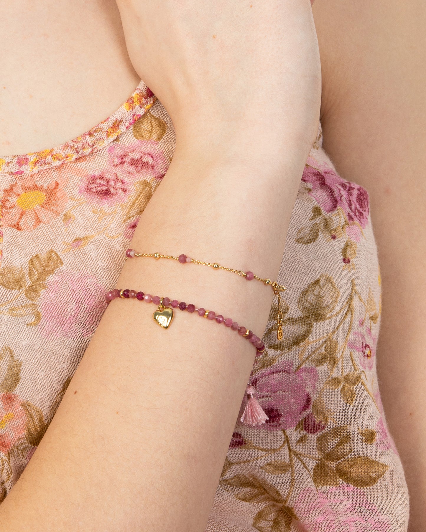 PINK TOURMALINE HEART BRACELET