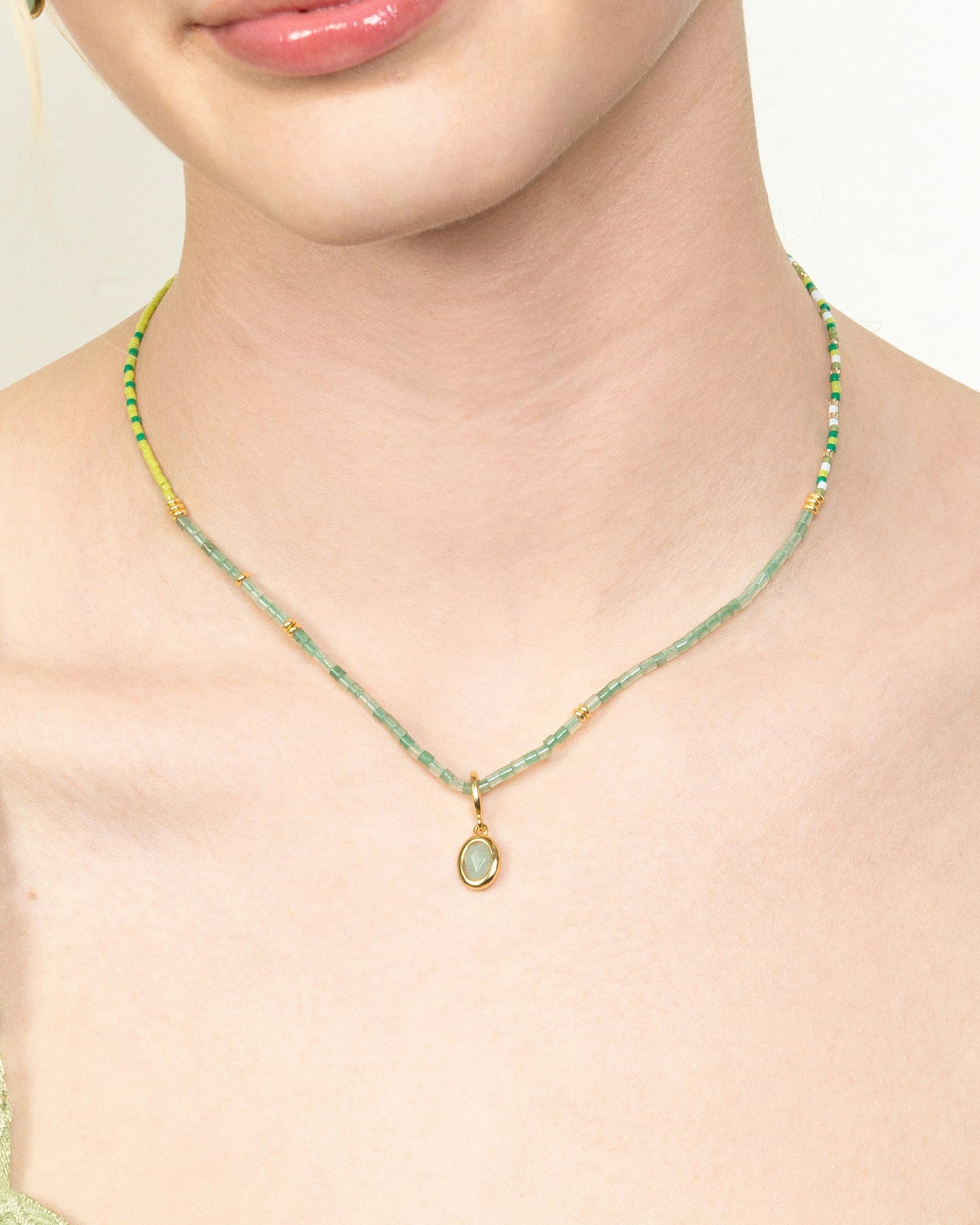 GEMSTONE CLIP-ON CHARM -Green Aventurine