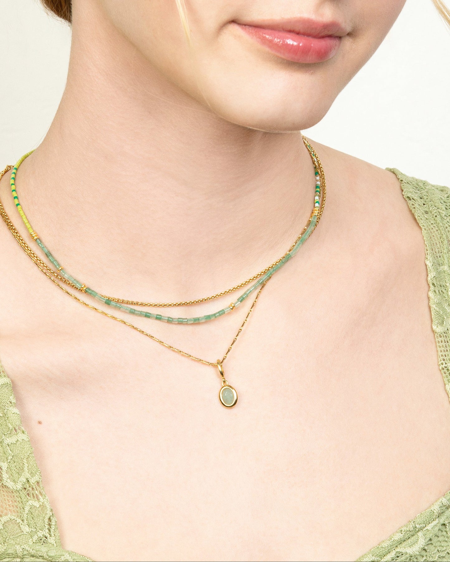 ROUND BOX & BARLEYCORN CHAIN LAYERED NECKLACE