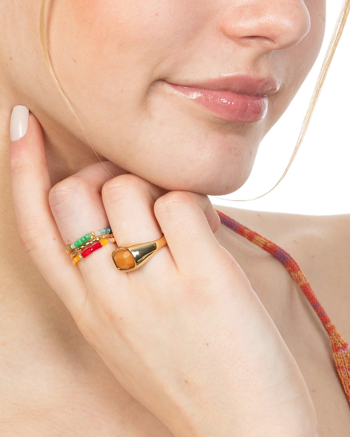 GEMSTONE SIGNET RING-Red Aventurine
