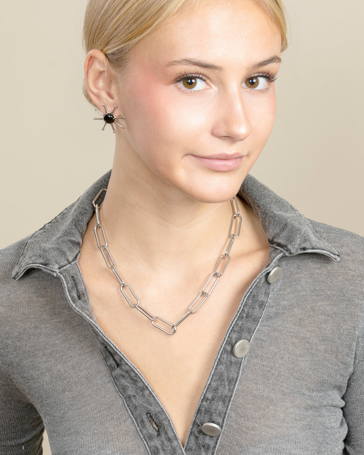 BOLD PAPERCLIP CHAIN NECKLACE-Platinum
