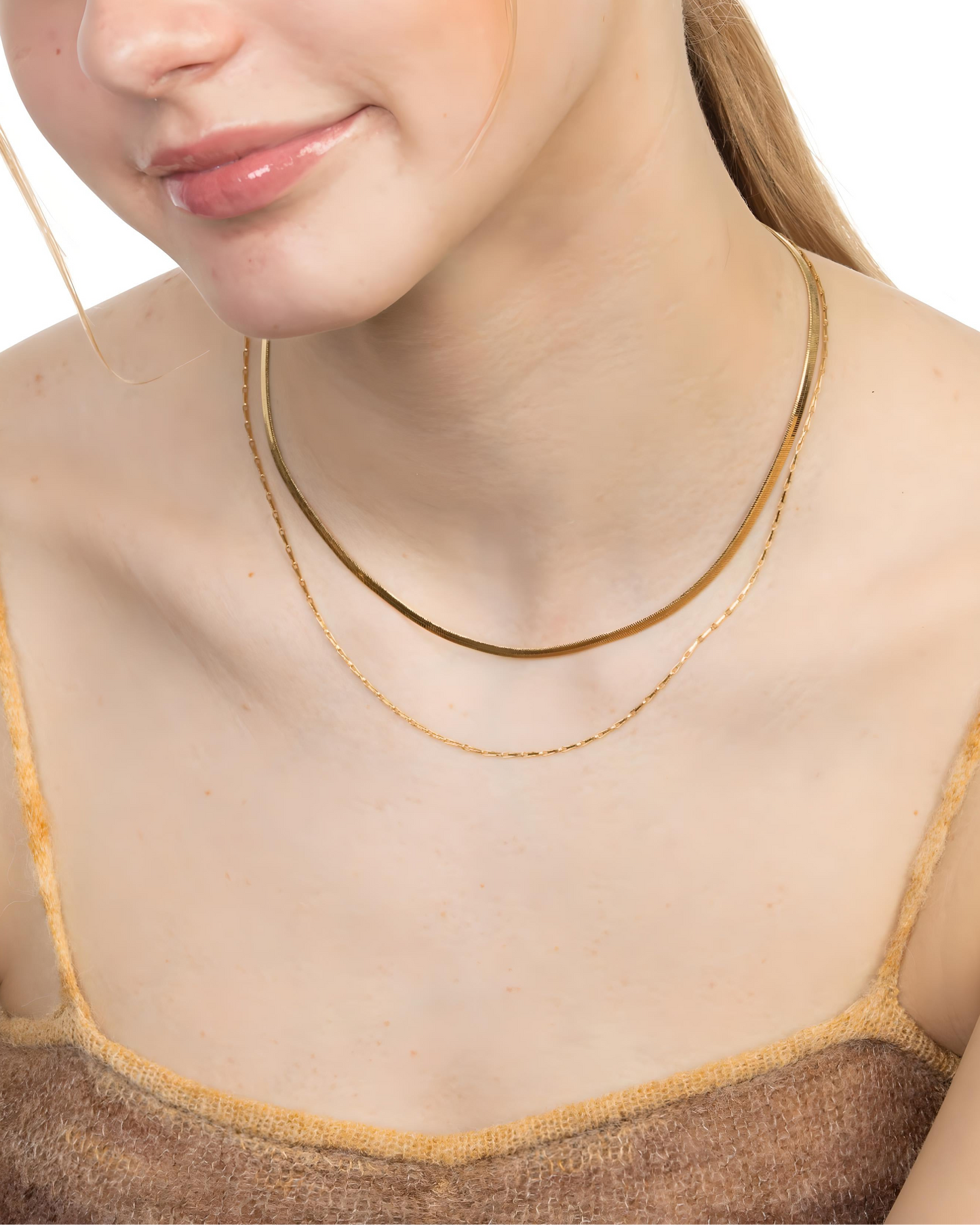HERRINGBONE & BARLEYCORN CHAIN LAYERED NECKLACE