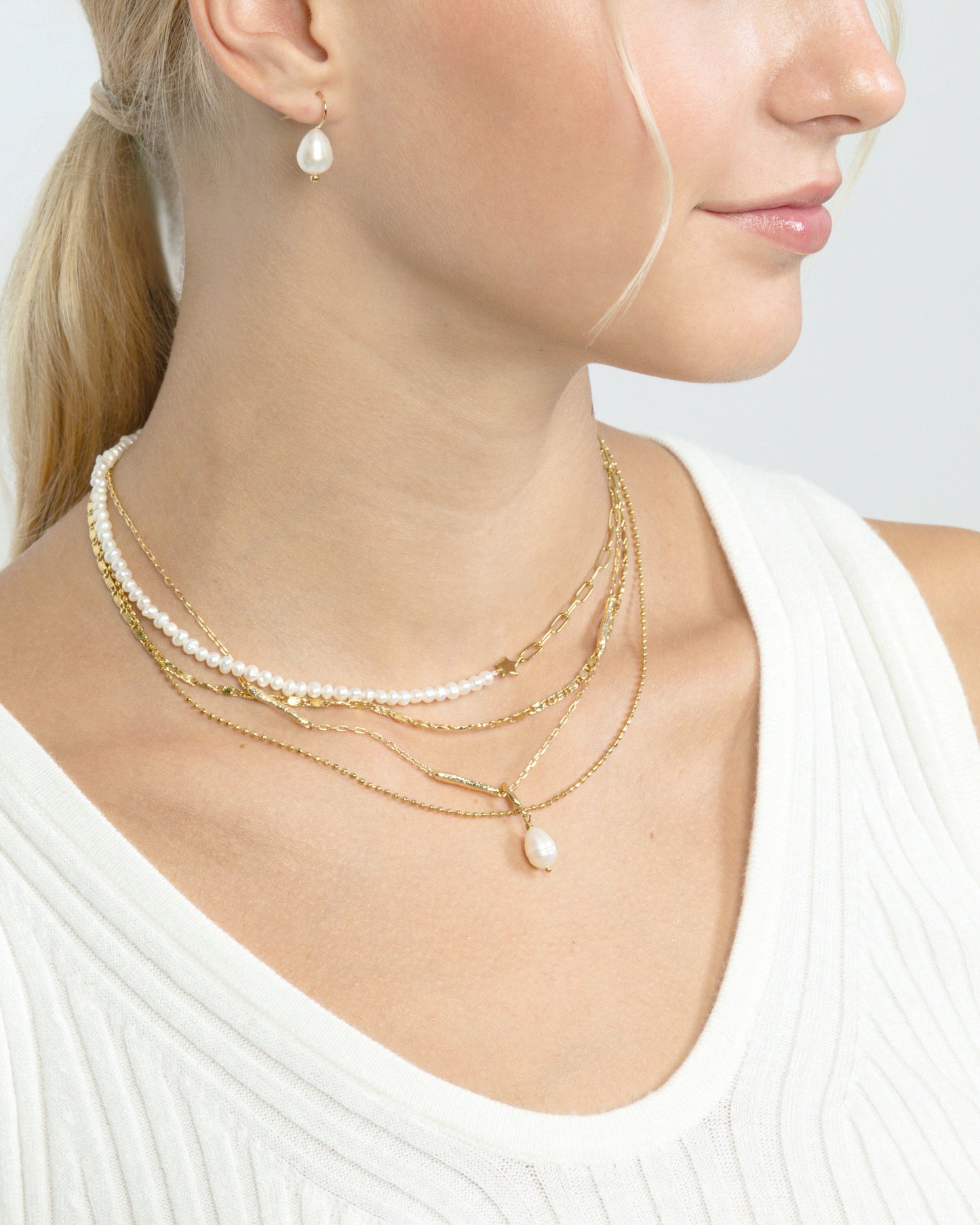 PEARL & PAPERCLIP CHAIN NECKLACE