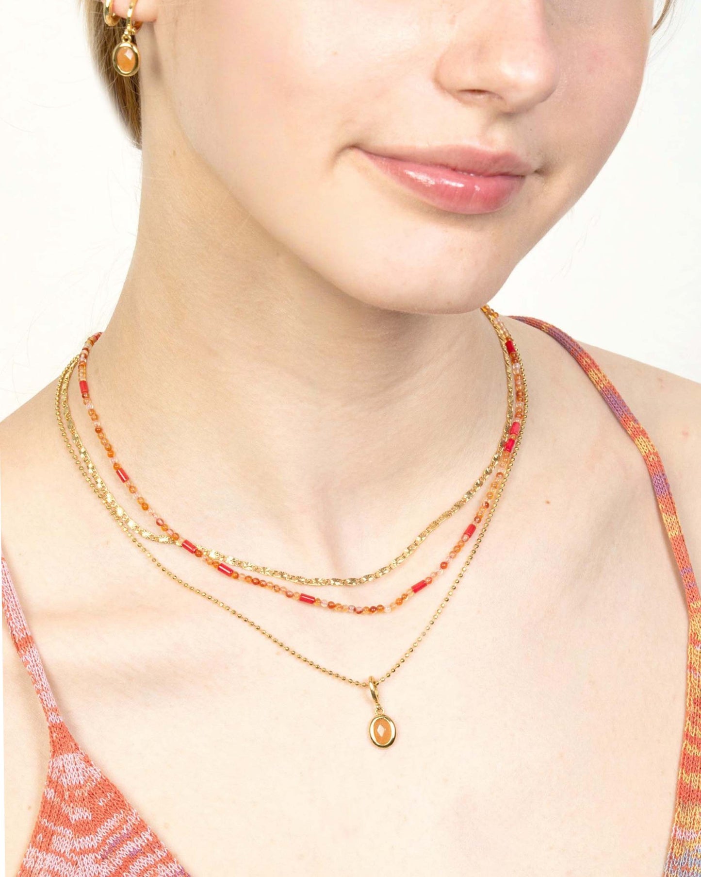SUNBURST & BALL CHAIN LAYERED NECKLACE