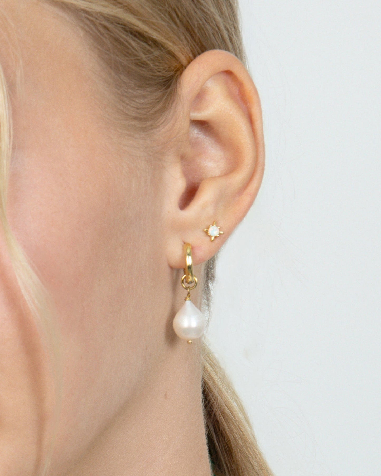 TINY STAR WHITE OPAL STUD EARRINGS