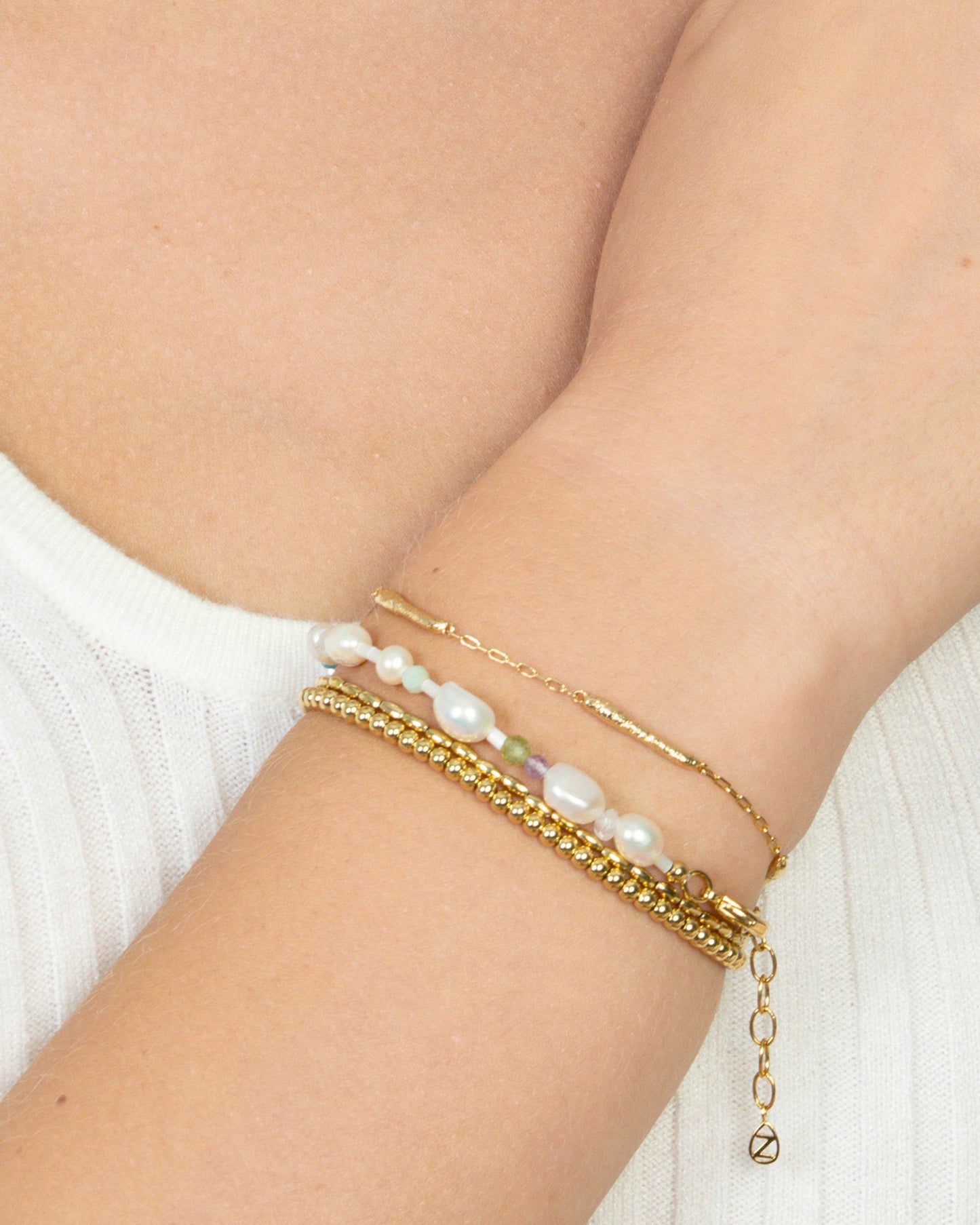 PEARL & MIXED GEM BEADED BRACELET