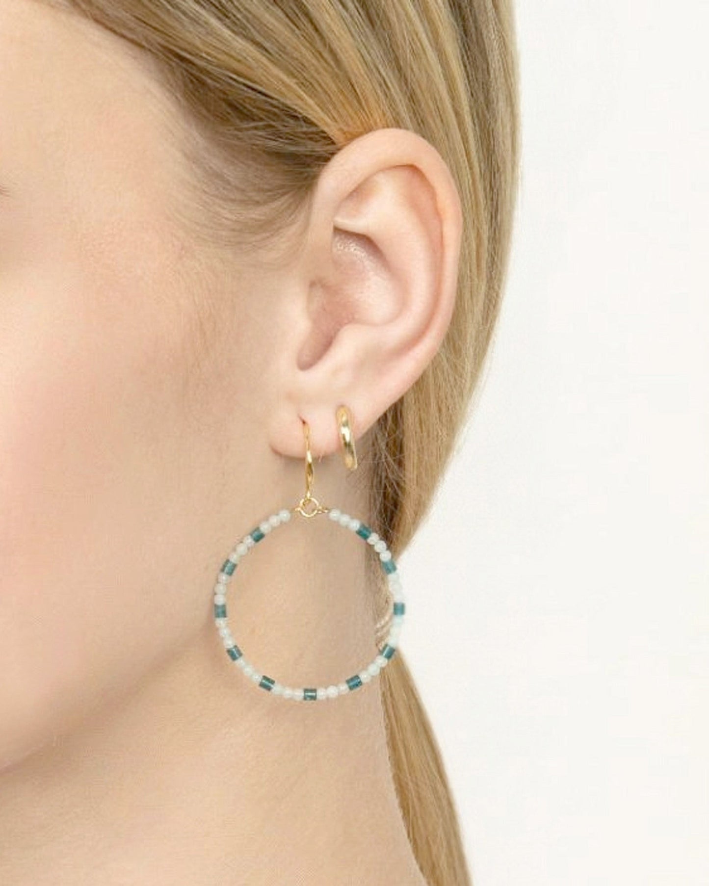 OCEAN BREEZE GEMSTONE HOOP EARRINGS