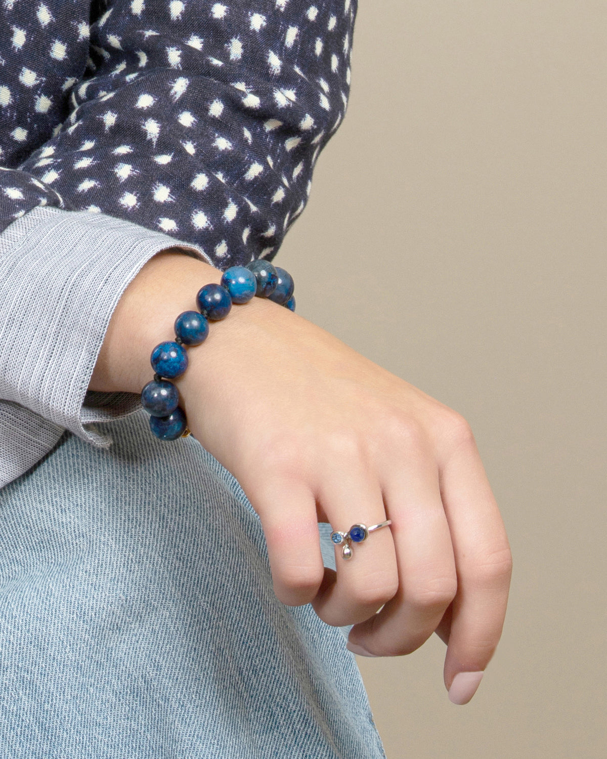 GEMSTONE CHARM RING-Lapis Lazuli