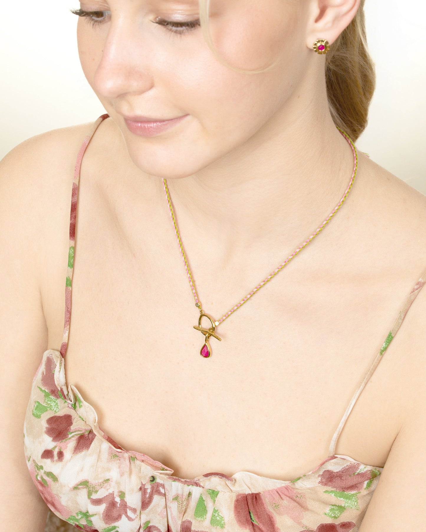 PINK JADE DROP CLIP-ON CHARM