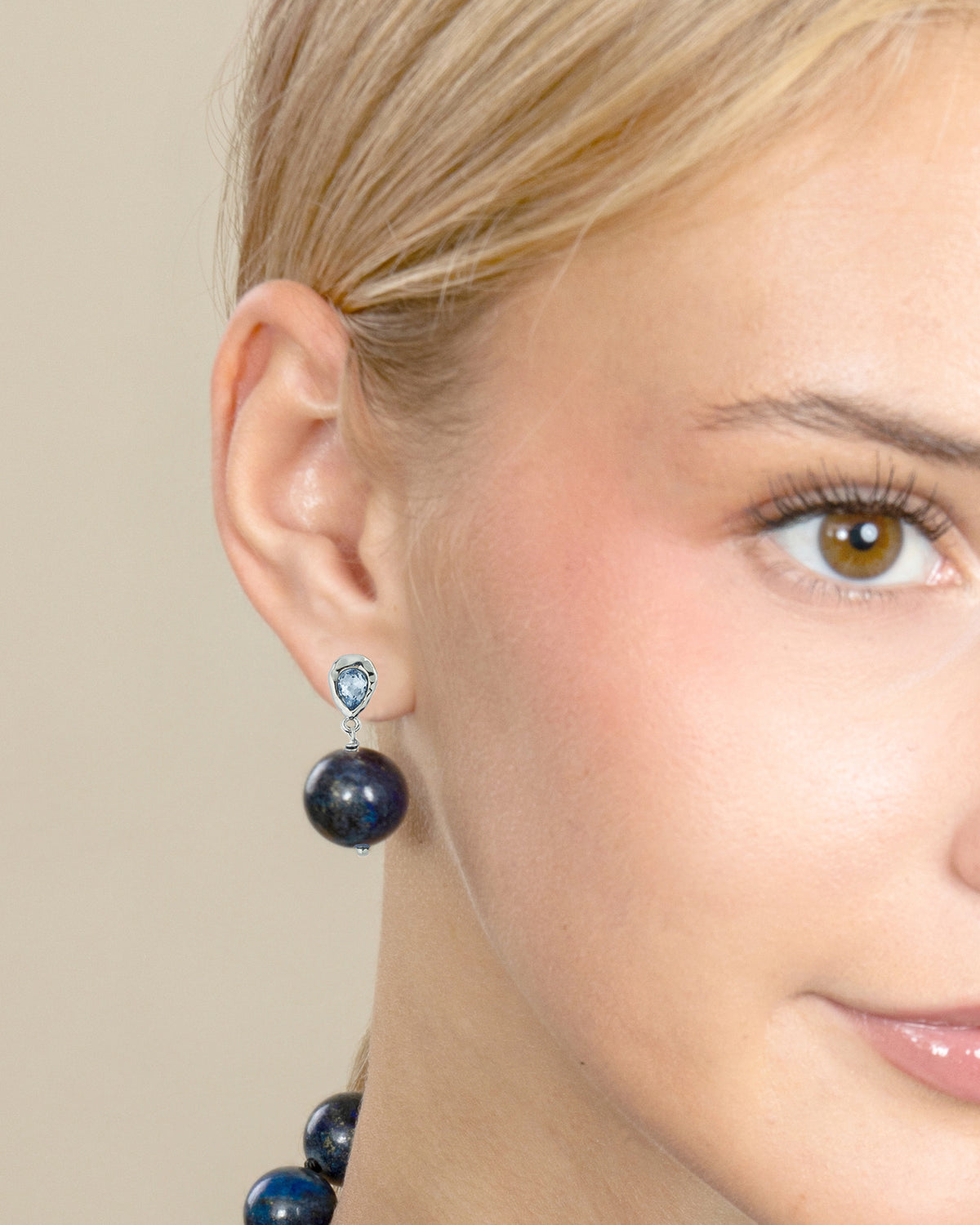 GEMSTONE DROP EARRINGS-Lapis Lazuli