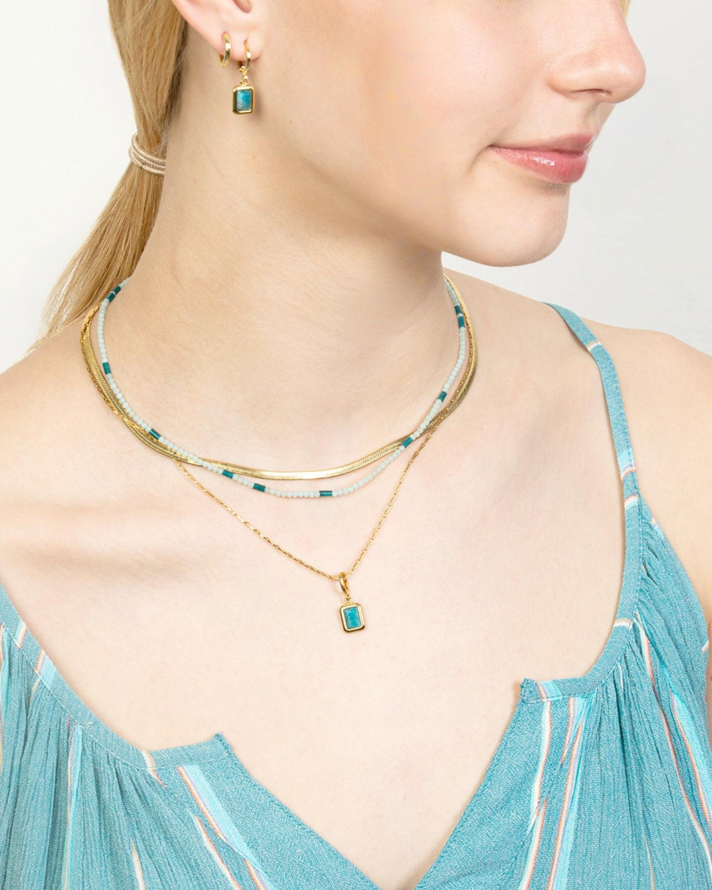 HERRINGBONE & BARLEYCORN CHAIN LAYERED NECKLACE