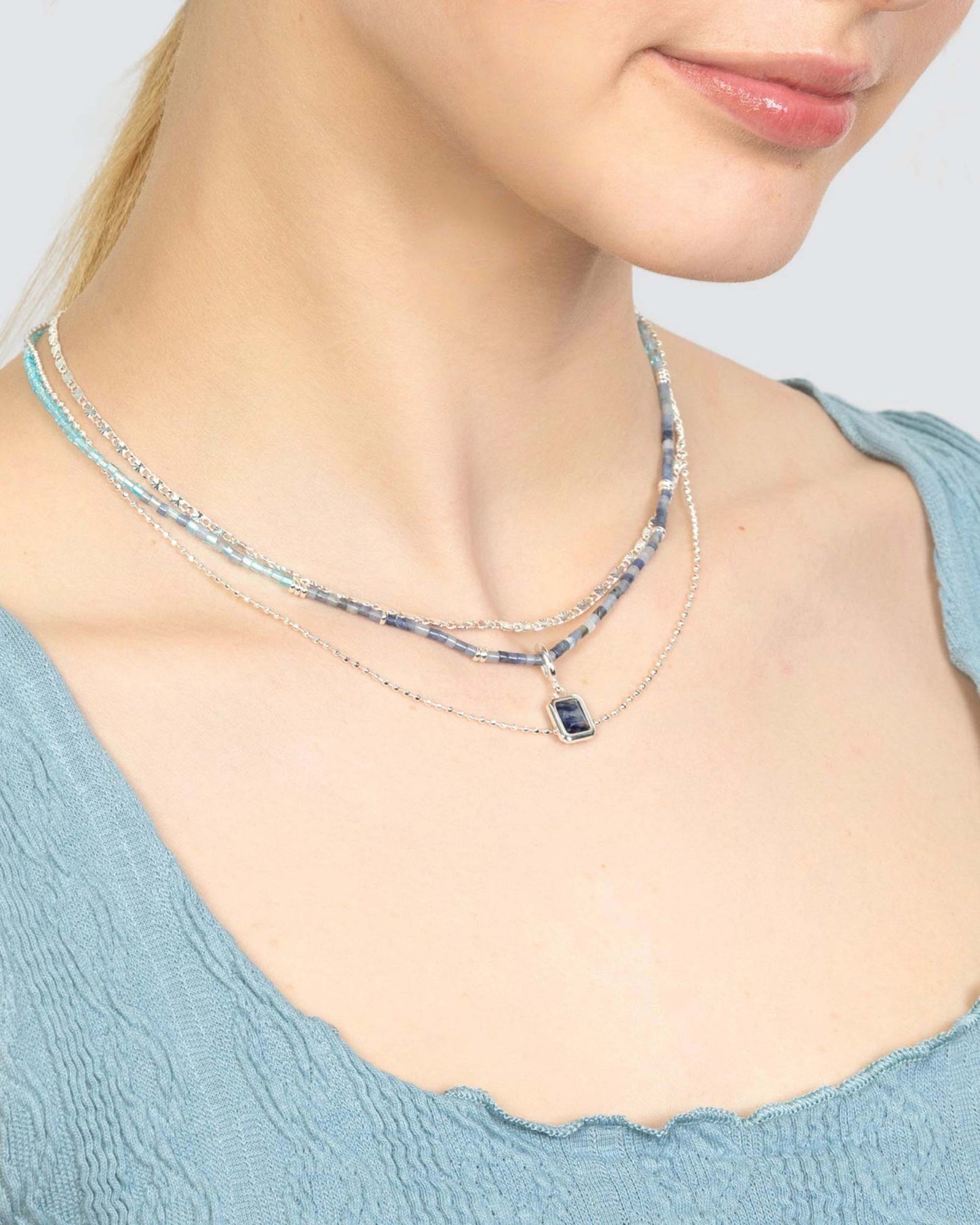 SUNBURST & BALL CHAIN LAYERED NECKLACE