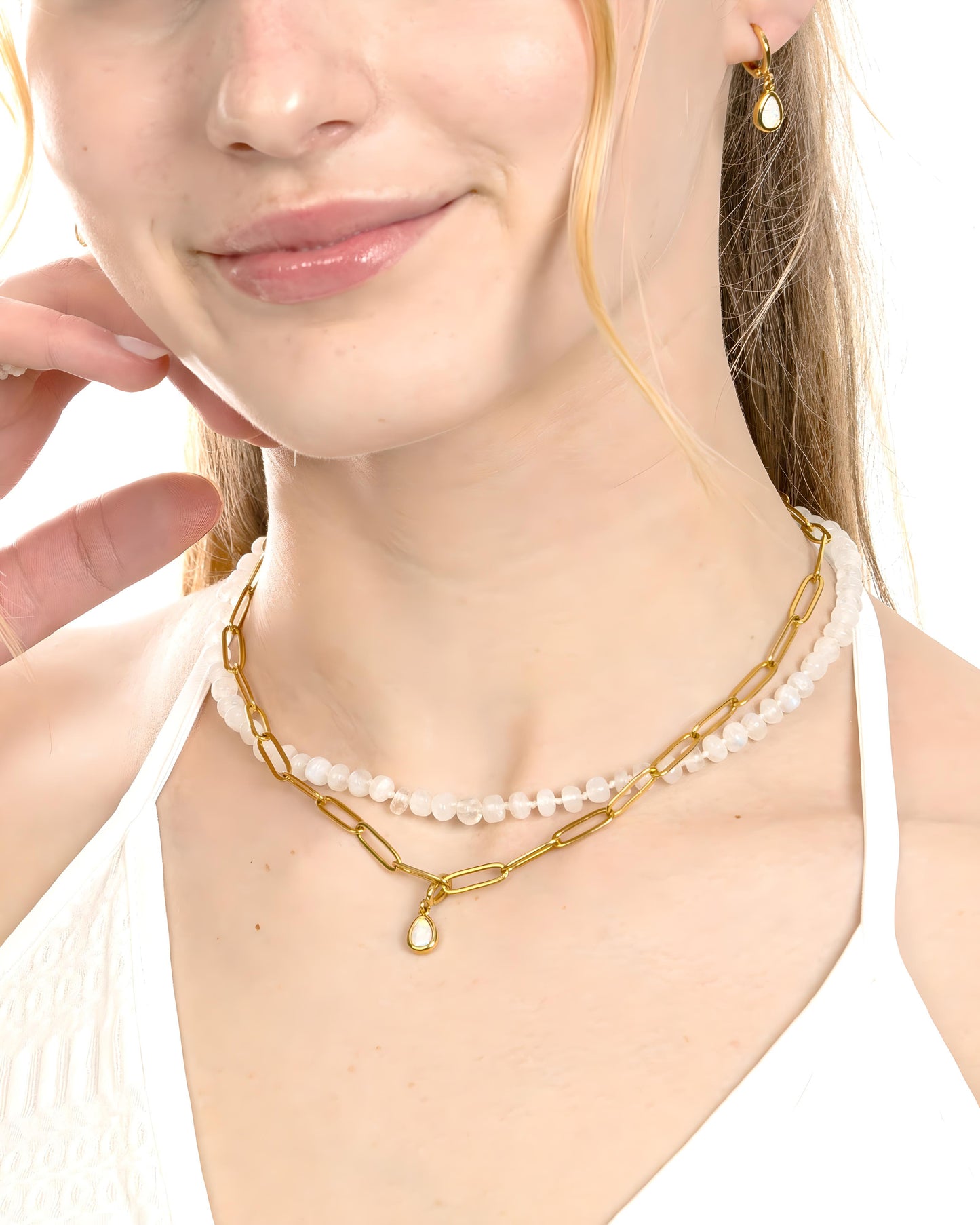 WHITE OPAL TEARDROP CLIP-ON CHARM
