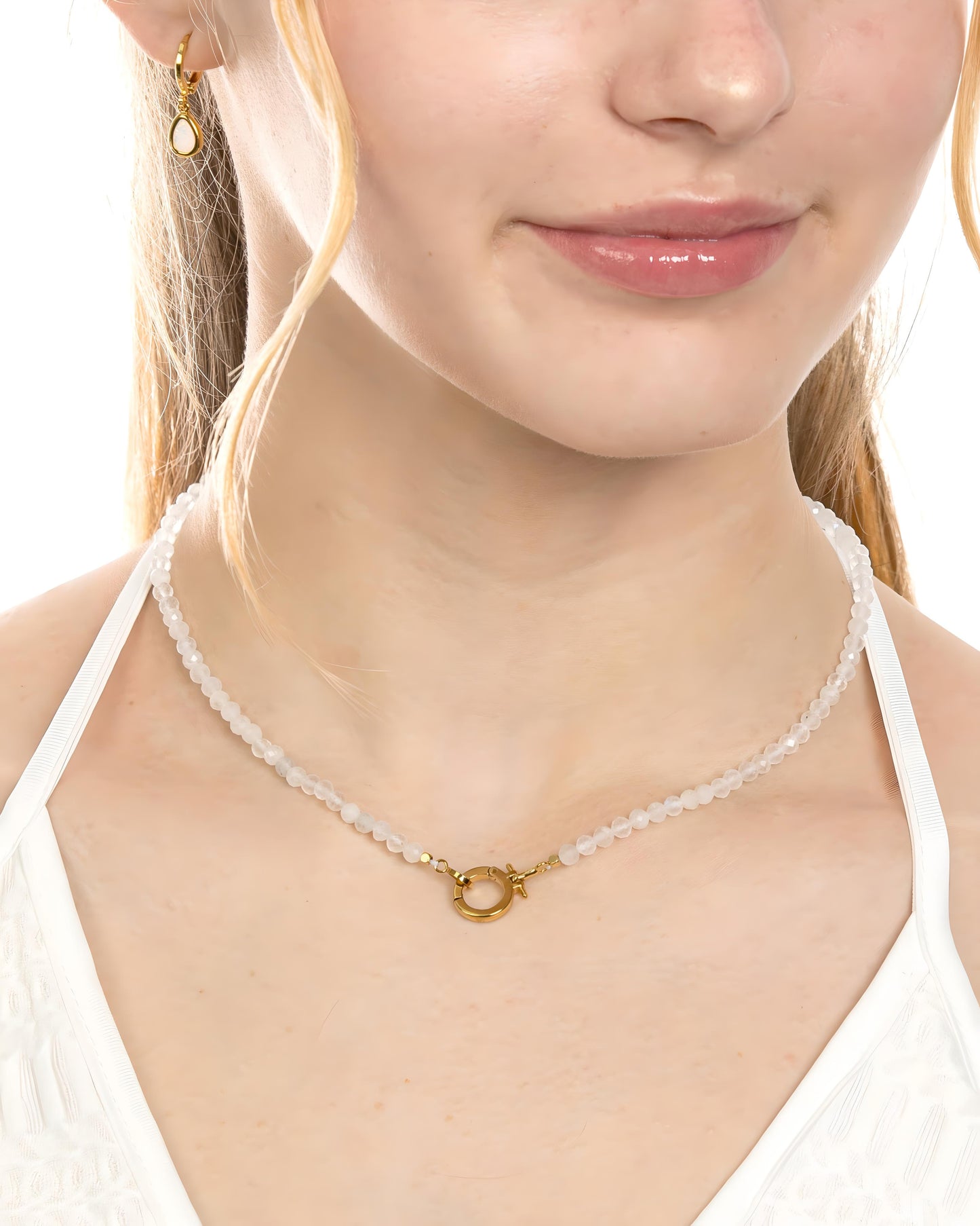 RAINBOW MOONSTONE CHARM HOLDER NECKLACE