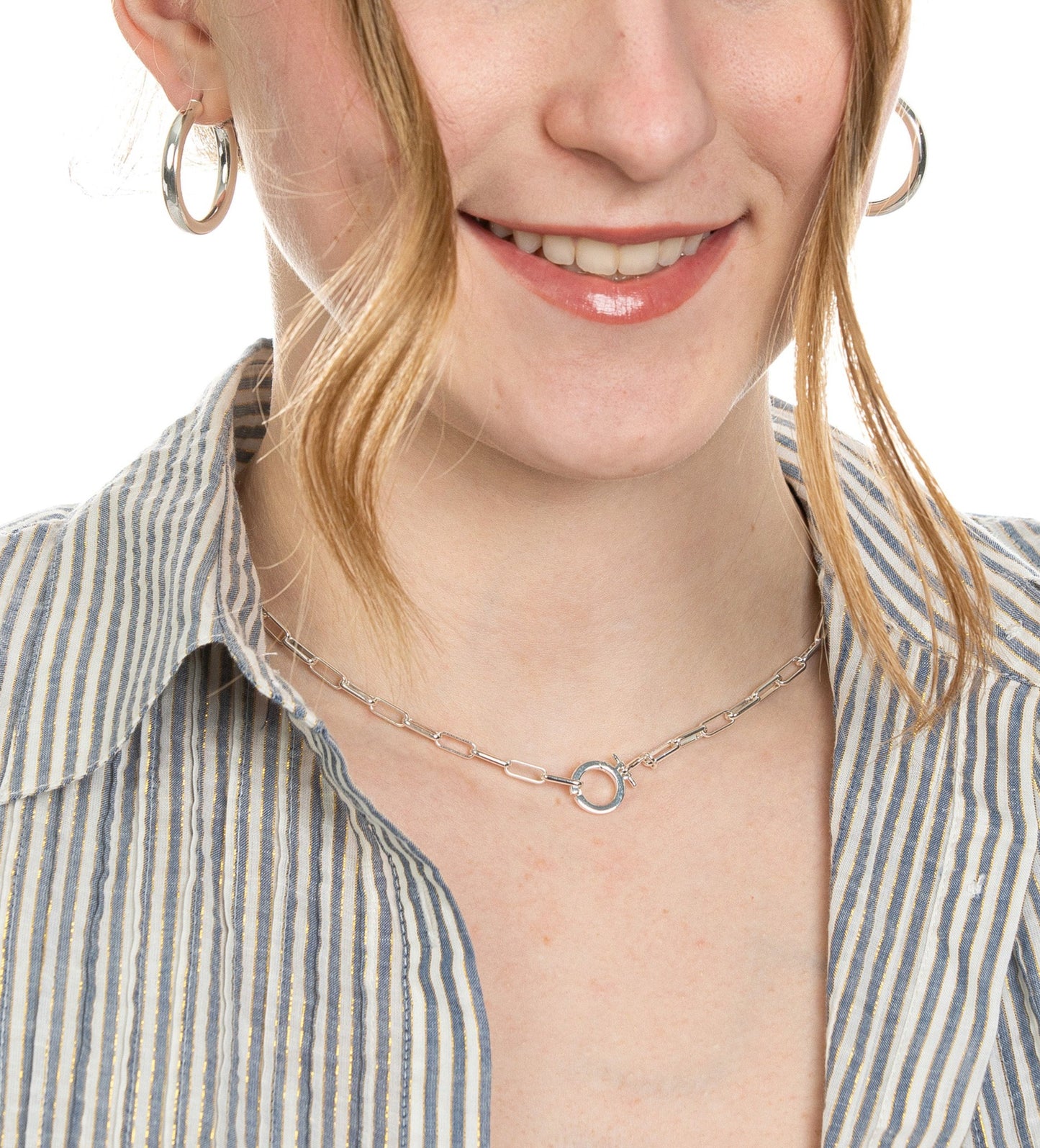 PAPERCLIP CHAIN CHARM HOLDER NECKLACE