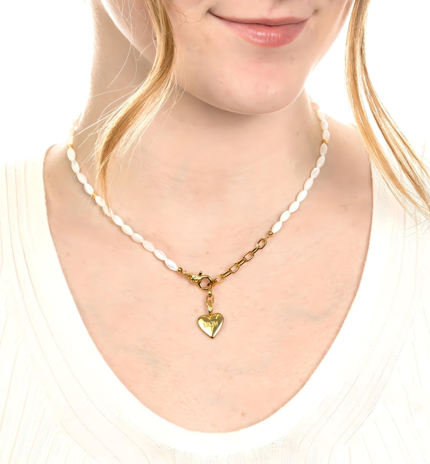 OVAL MOP BEADED NECKLACE