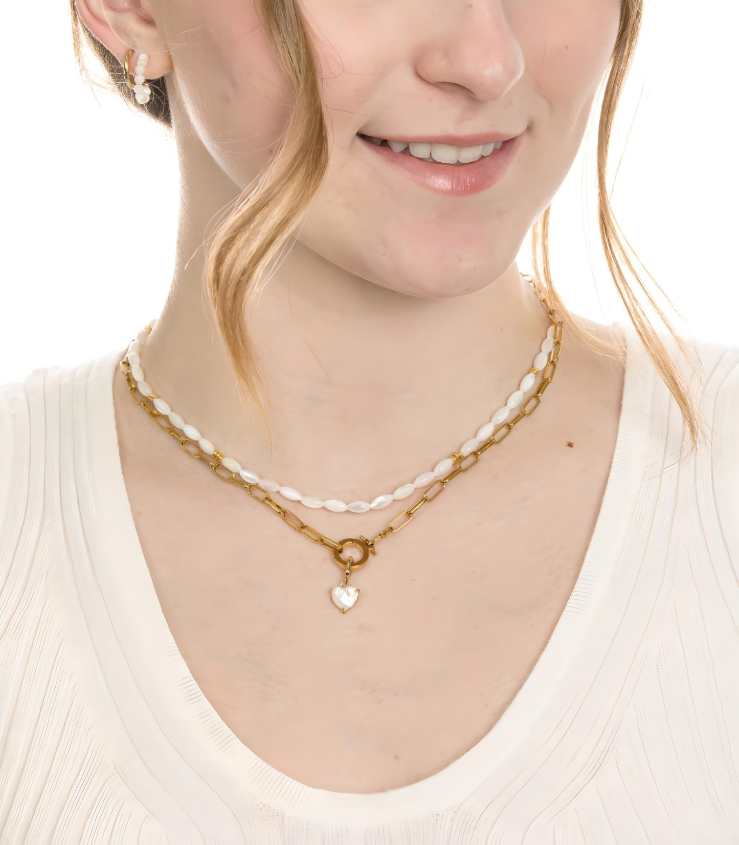 OVAL MOP BEADED NECKLACE