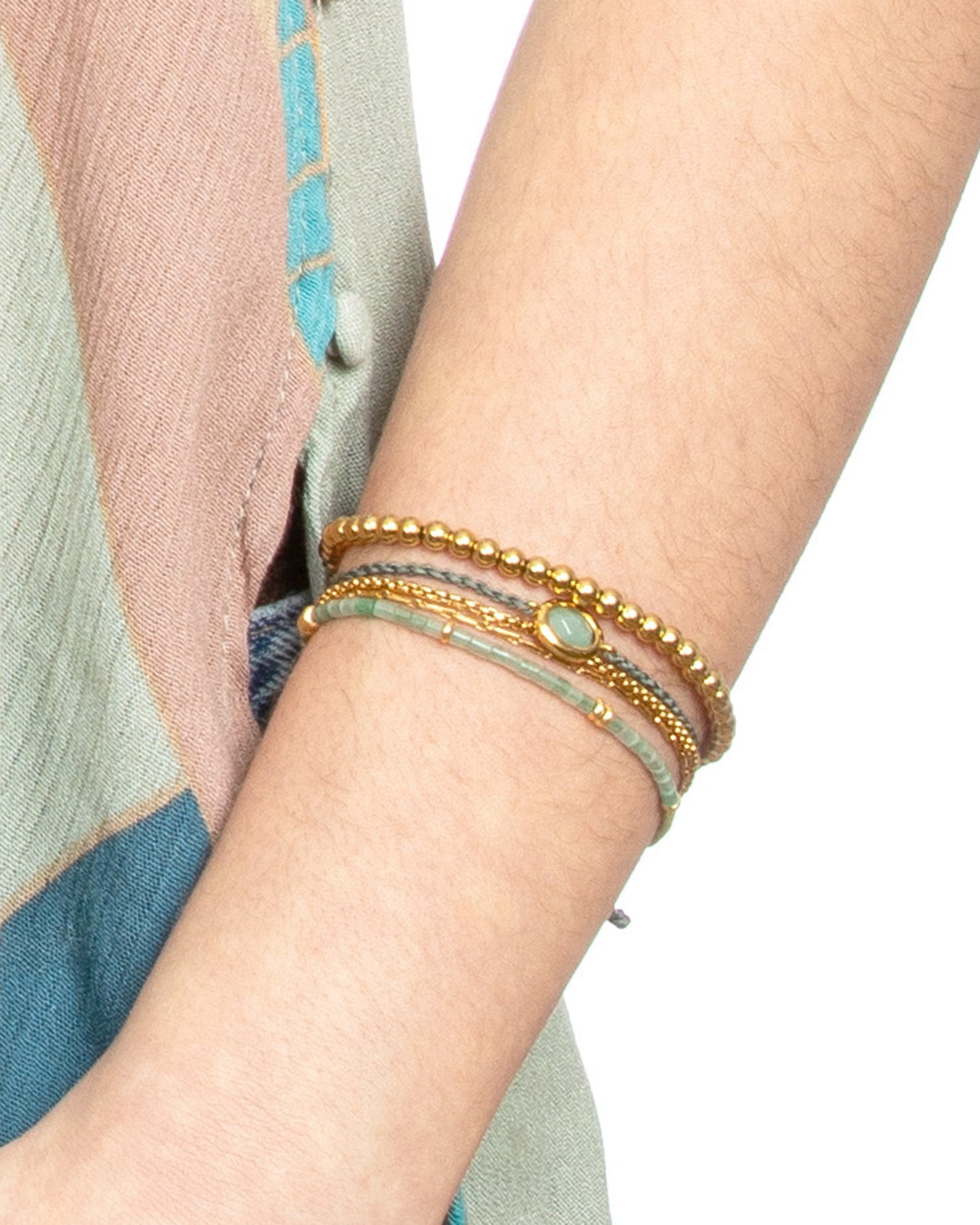 GEMSTONE CORD BRACELET-Green Aventurine
