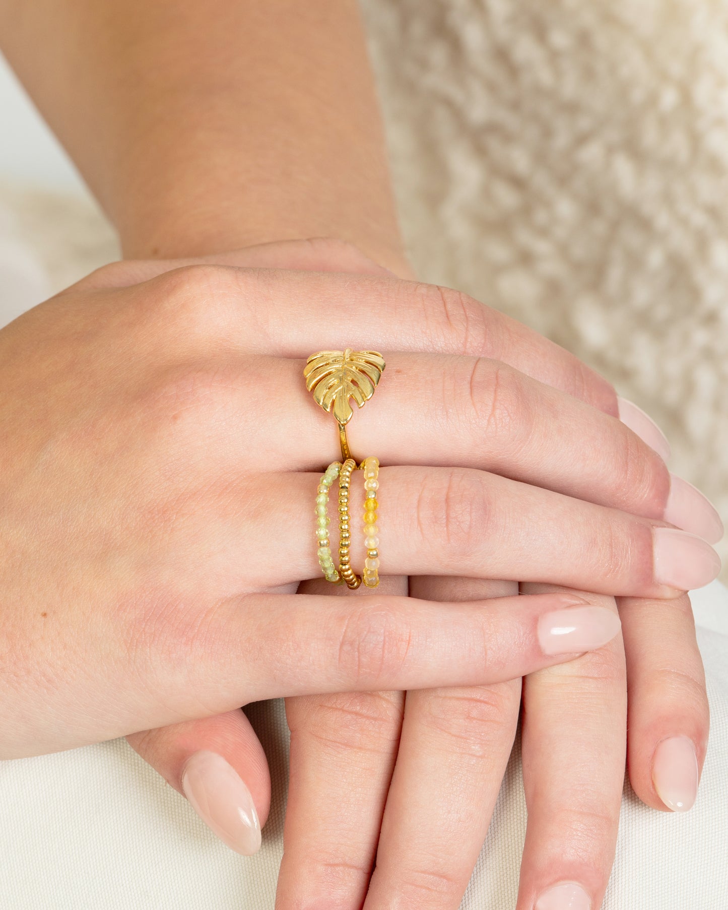MONSTERA LEAF ADJUSTABLE RING