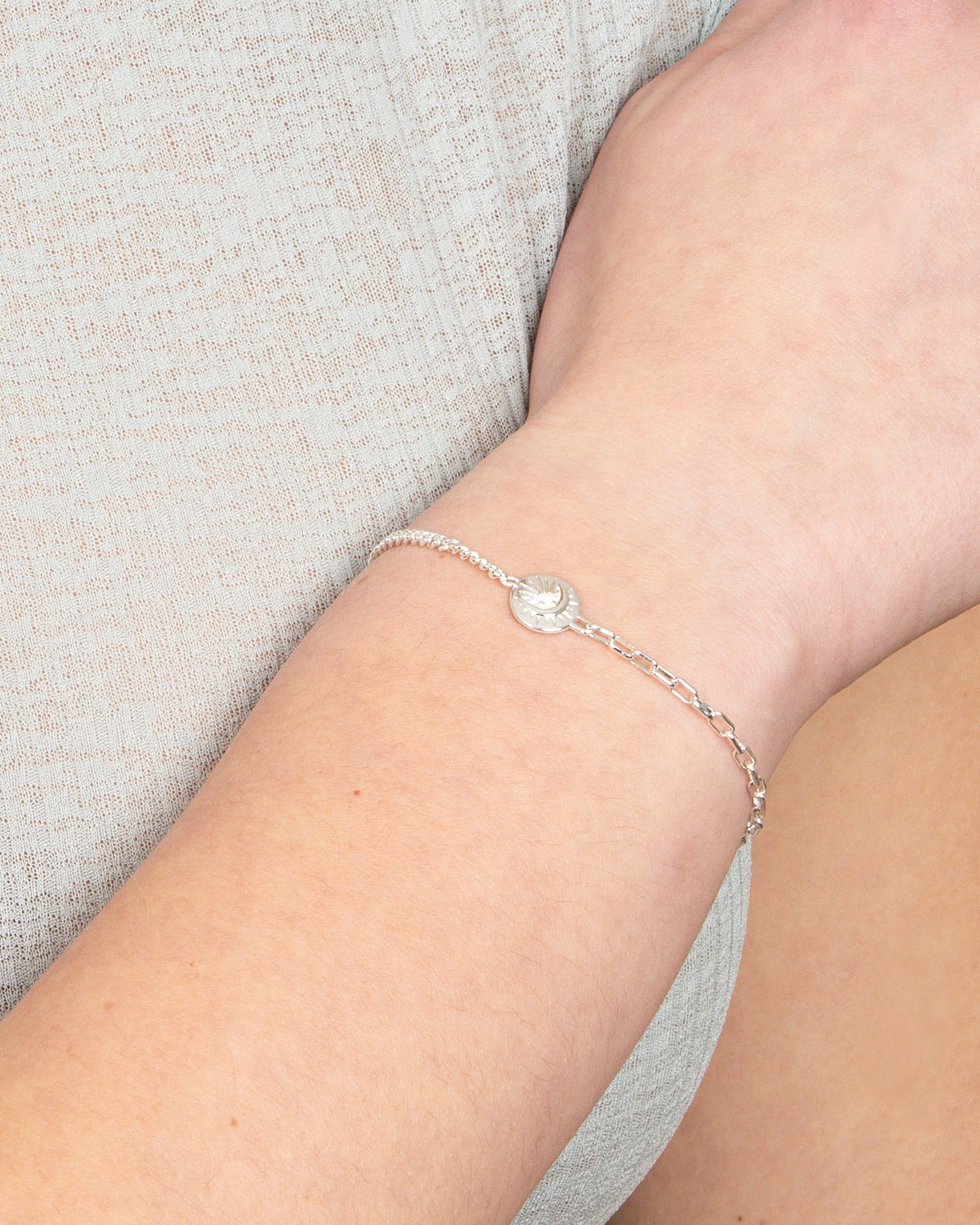 CELESTIAL COIN MIXED CHAIN BRACELET