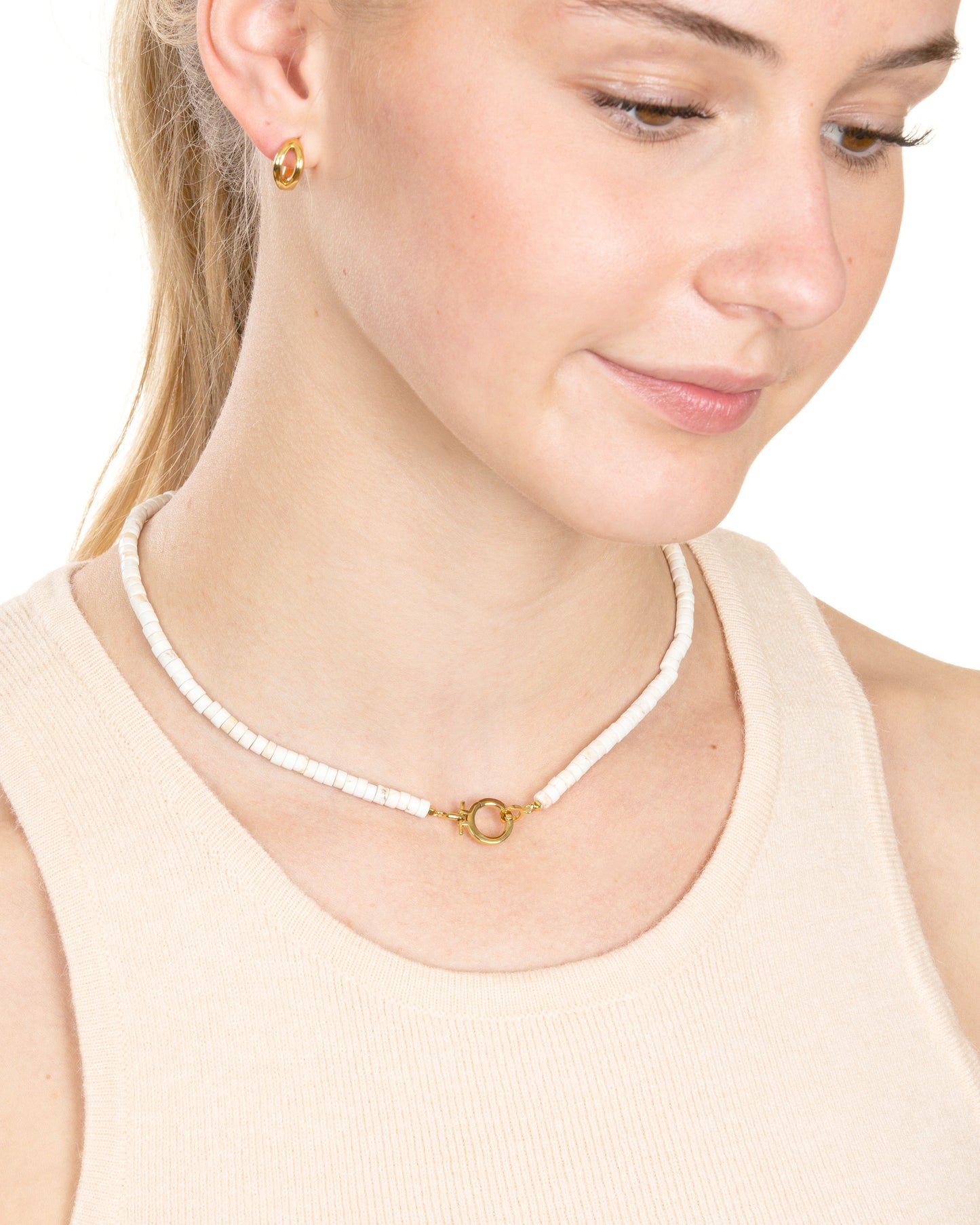 WHITE TURQUOISE CHARM HOLDER NECKLACE