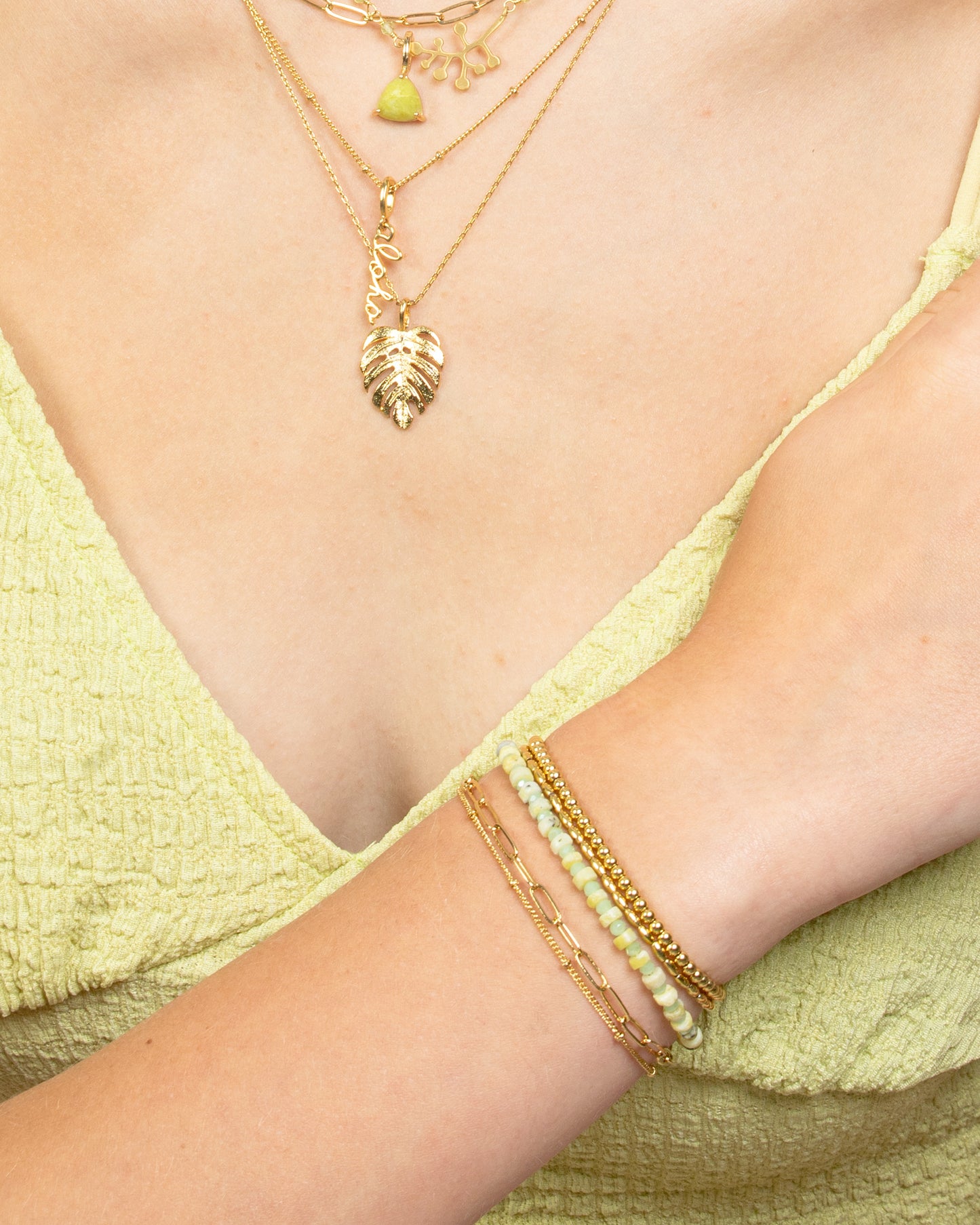 GREENERY BEADED BRACELET