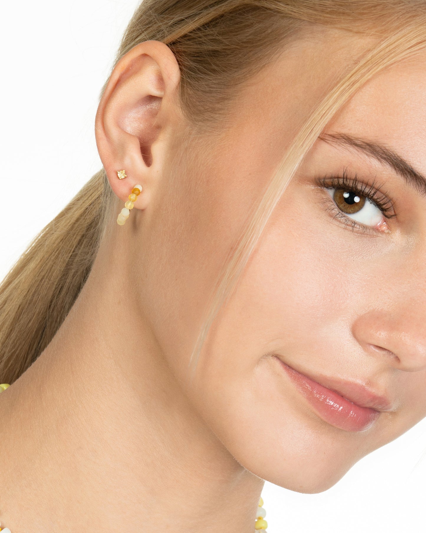 SOFT GLOW BEADED HOOP EARRING SET
