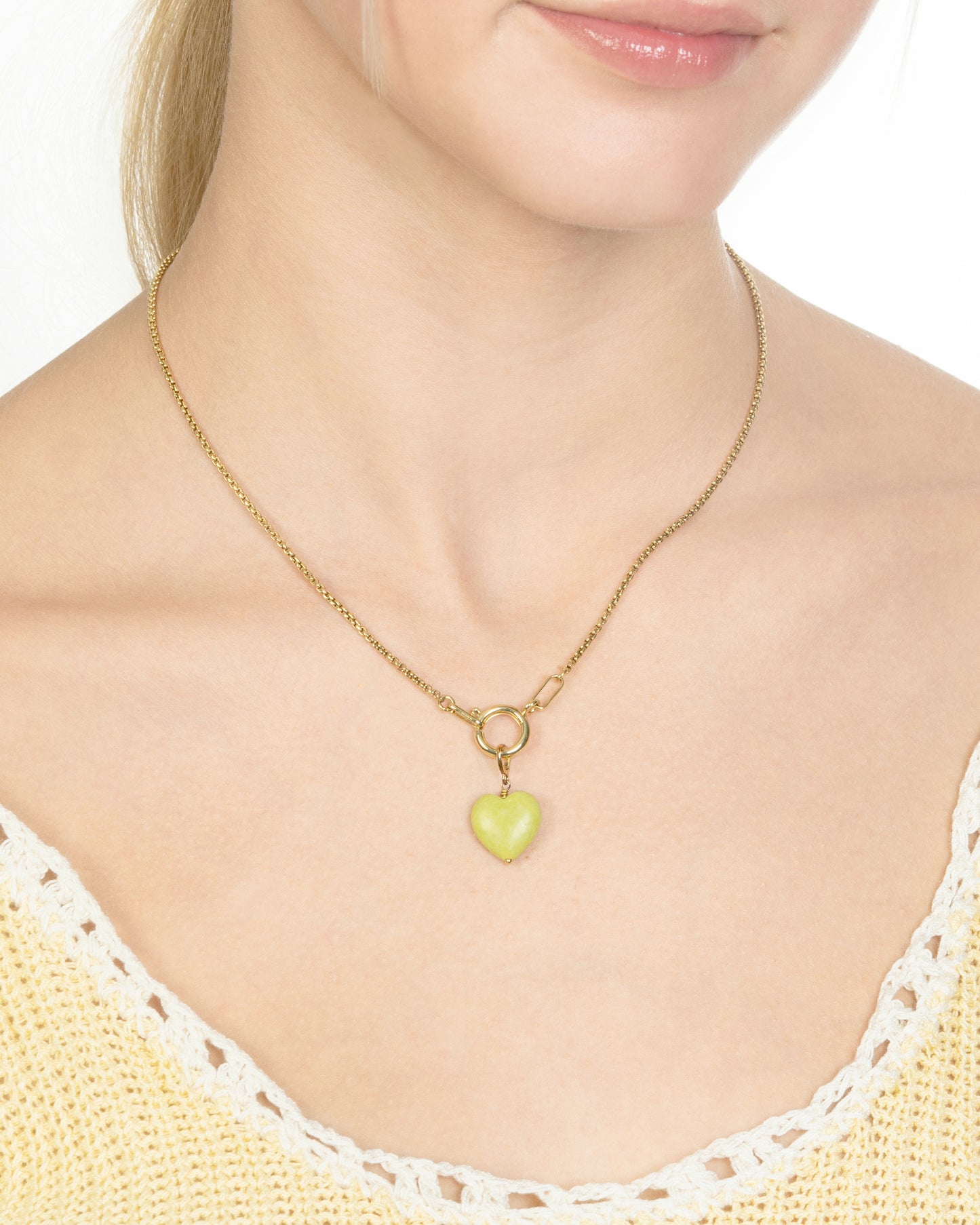 LIME JADE HEART CLIP-ON CHARM