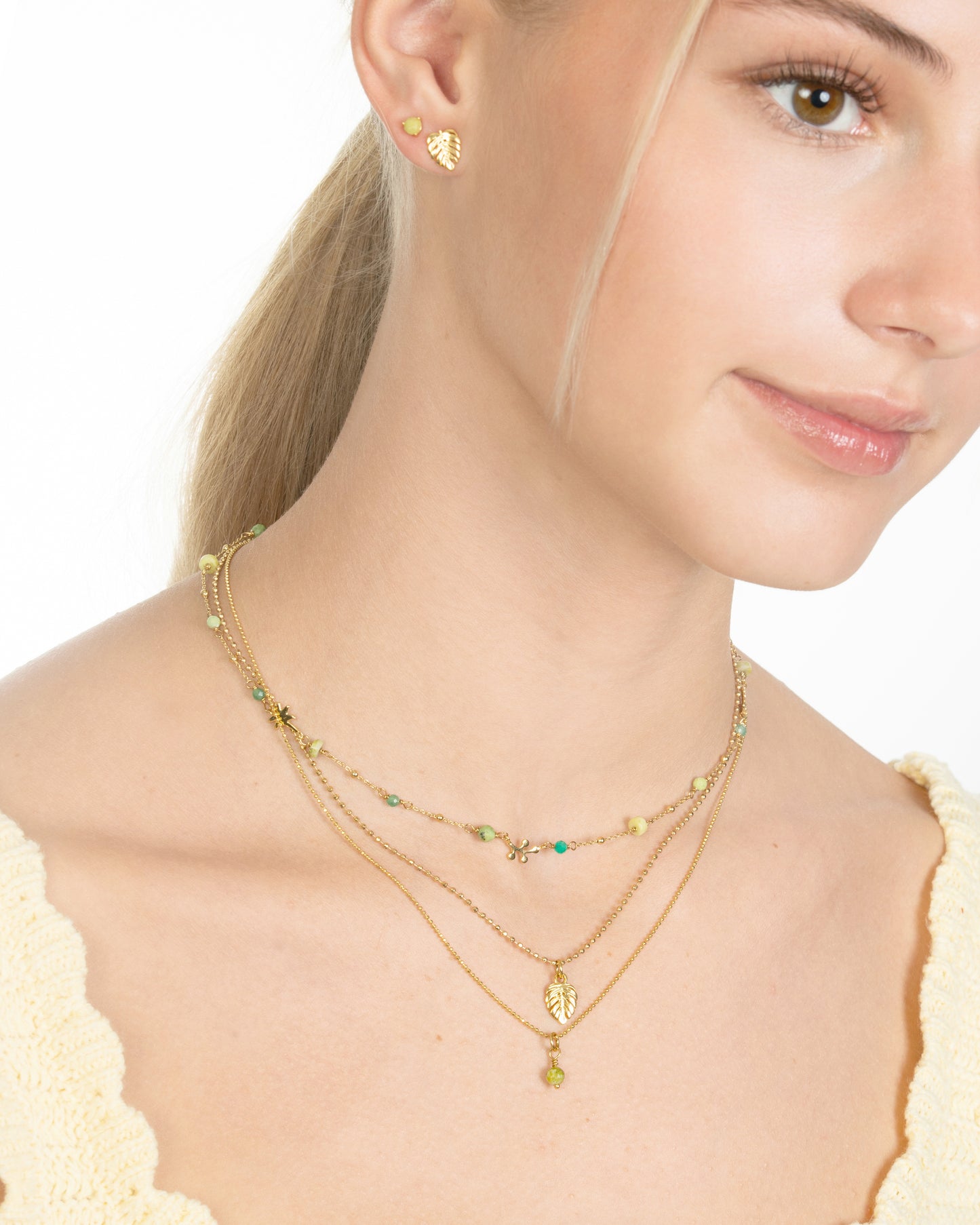 DOUBLE-STRAND MONSTERA CHAM NECKLACE