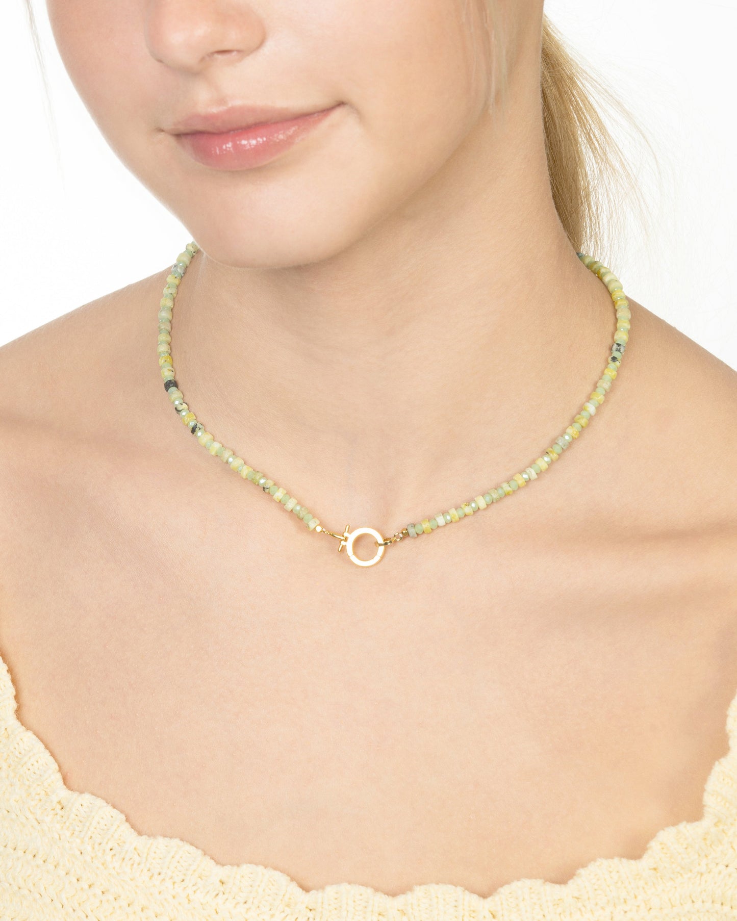 GREENERY BEADED CHARM HOLDER NECKLACE