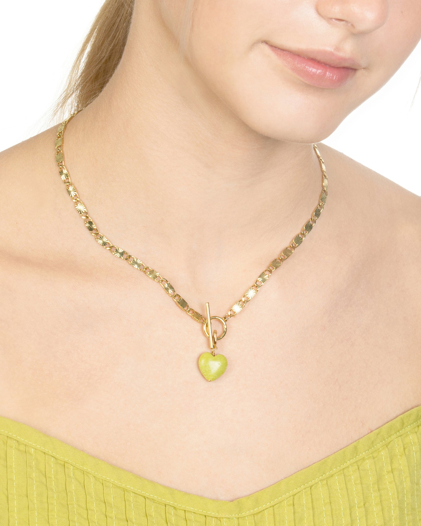 LIME JADE HEART CLIP-ON CHARM