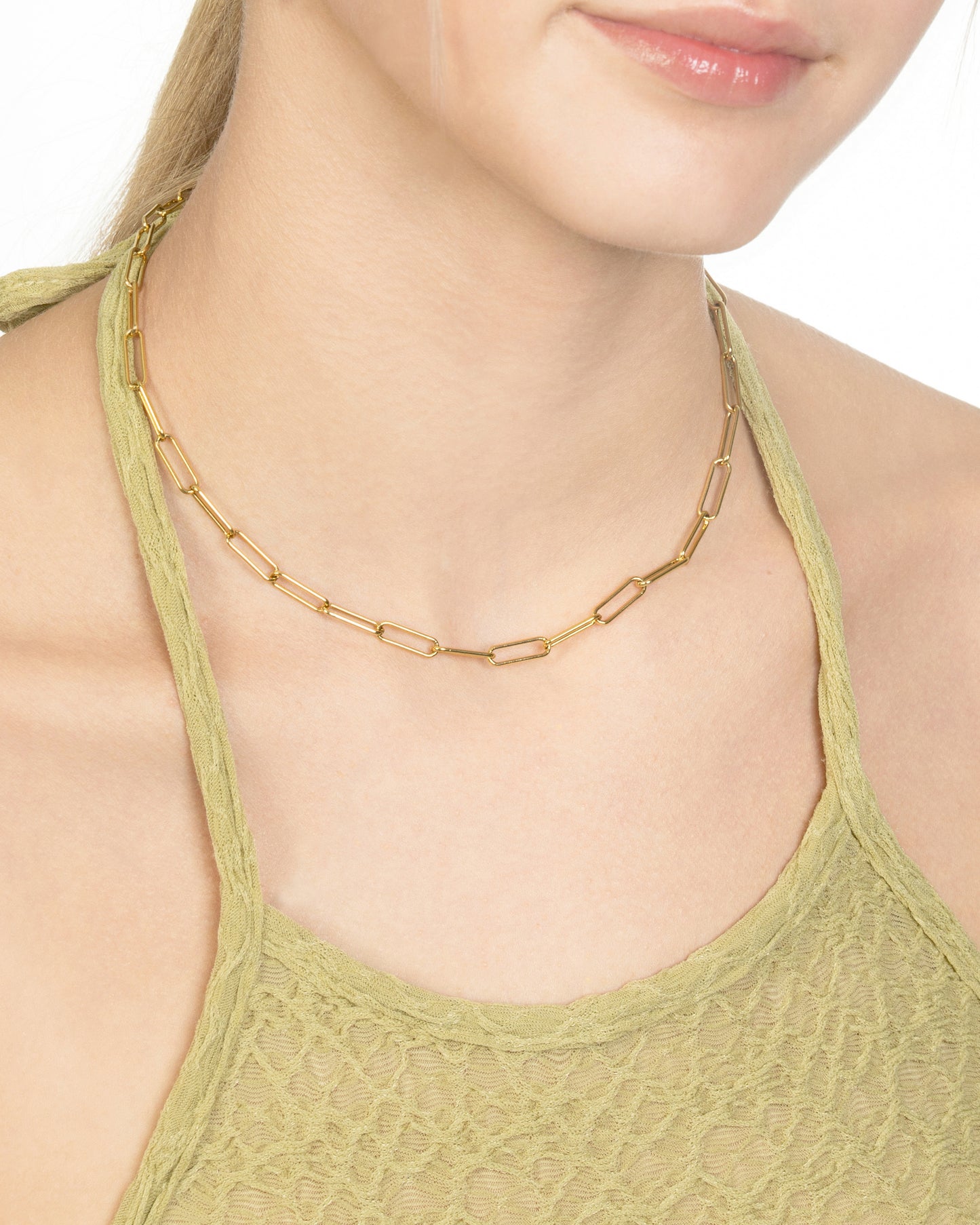 PALM LEAF ABALONE VERSATILE PAPERCLIP NECKLACE