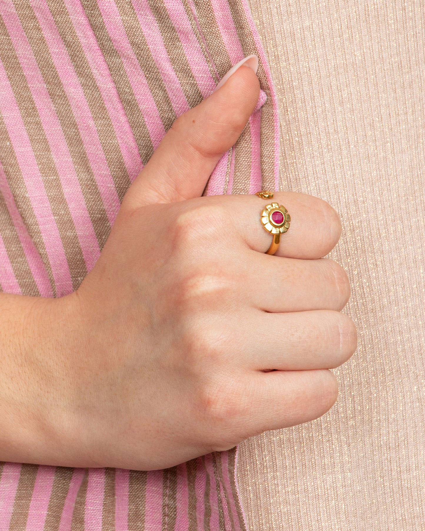 PINK ZEST BLOOM ADJUSTABLE RING