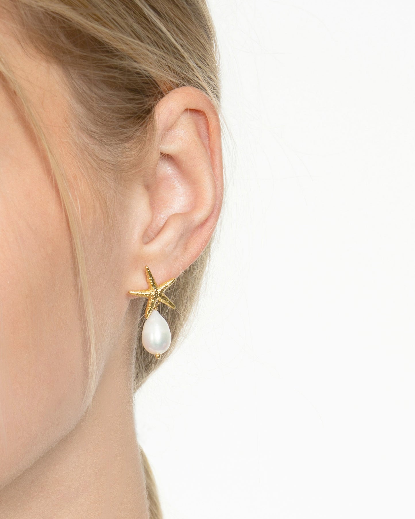STARFISH PEARL DROP EARRINGS