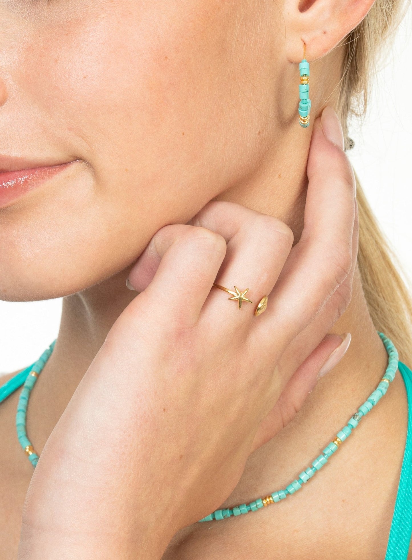 STARFISH & SEASHELL ADJUSTABLE RING