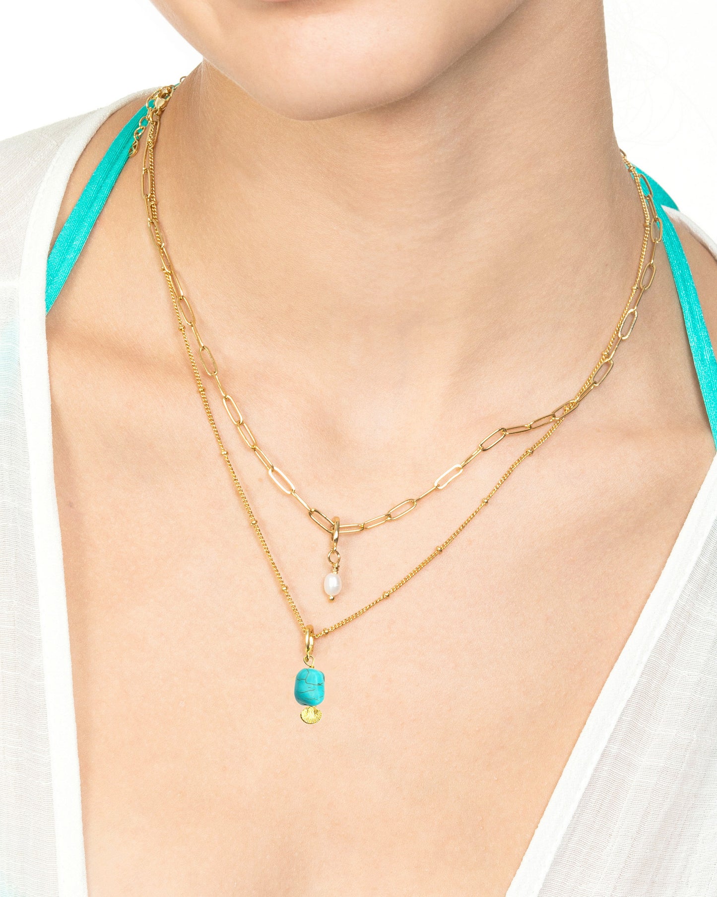 TURQUOISE & SEASHELL CLIP-ON CHARM