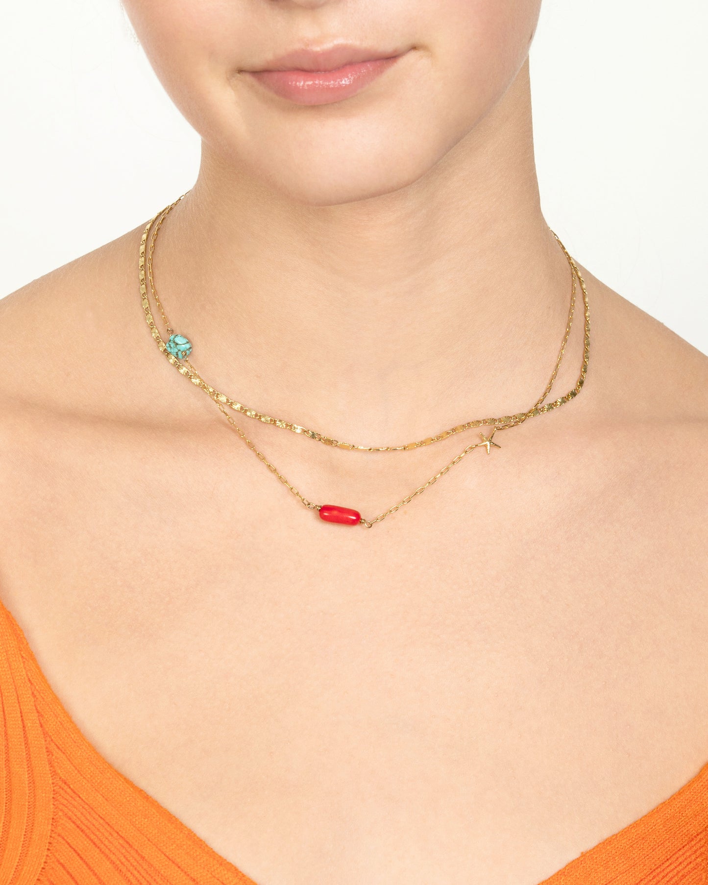 TURQUOISE & RED CORAL NECKLACE